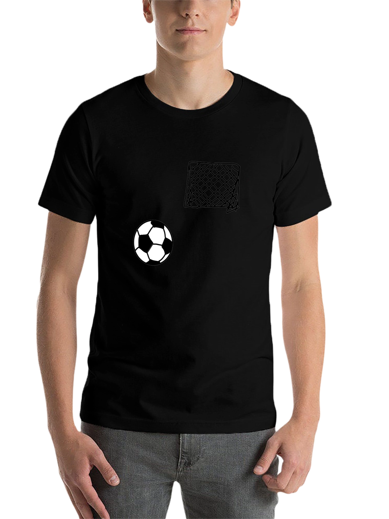 Black Soccer Goal & Ball Graphic Tee - Casual Black T-Shirt view 7