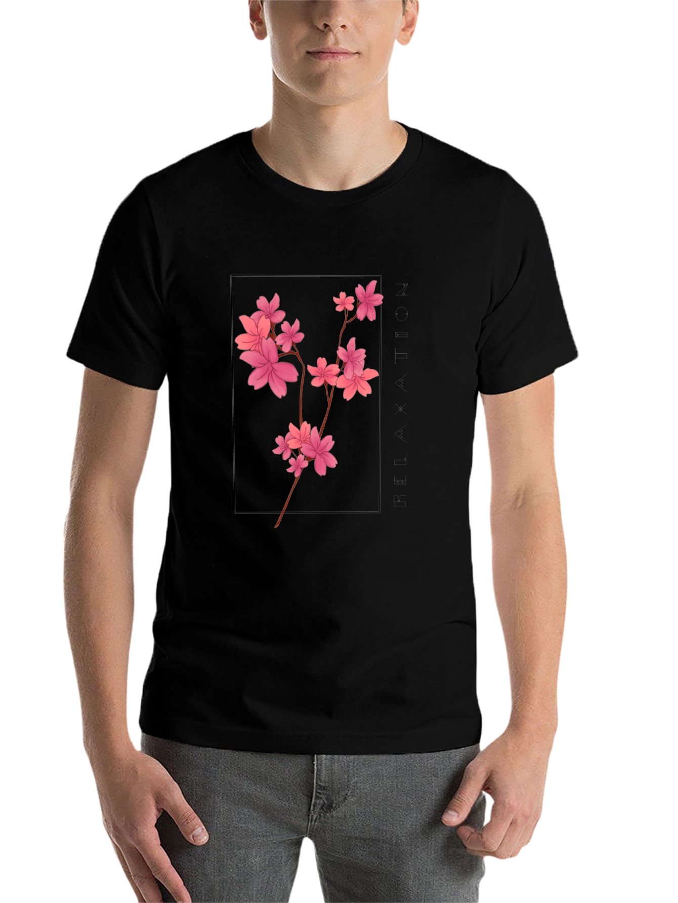 Black Cherry Blossom T-Shirt - Black Graphic Tee view 7