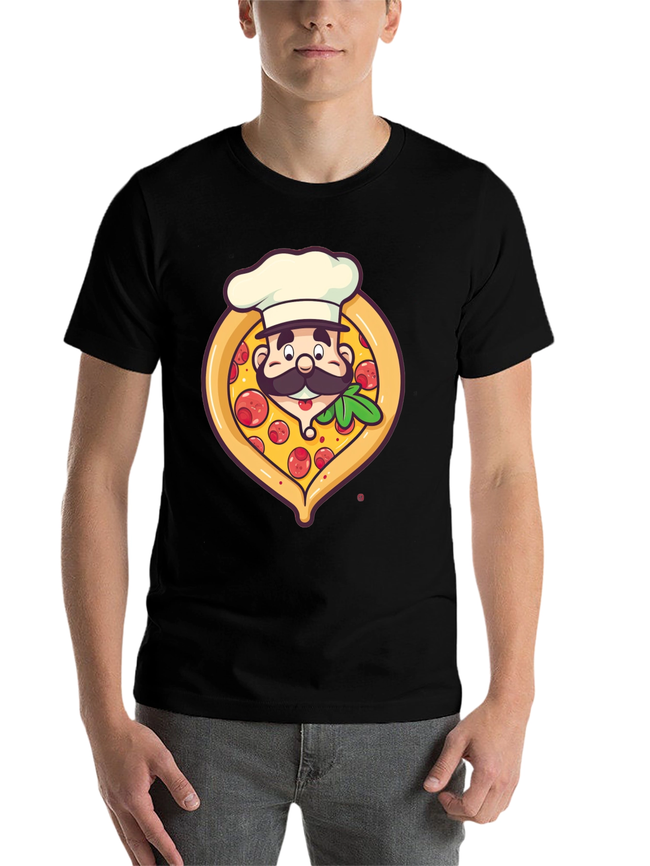 Black Pizza Chef Graphic T-Shirt - Unique Design view 7