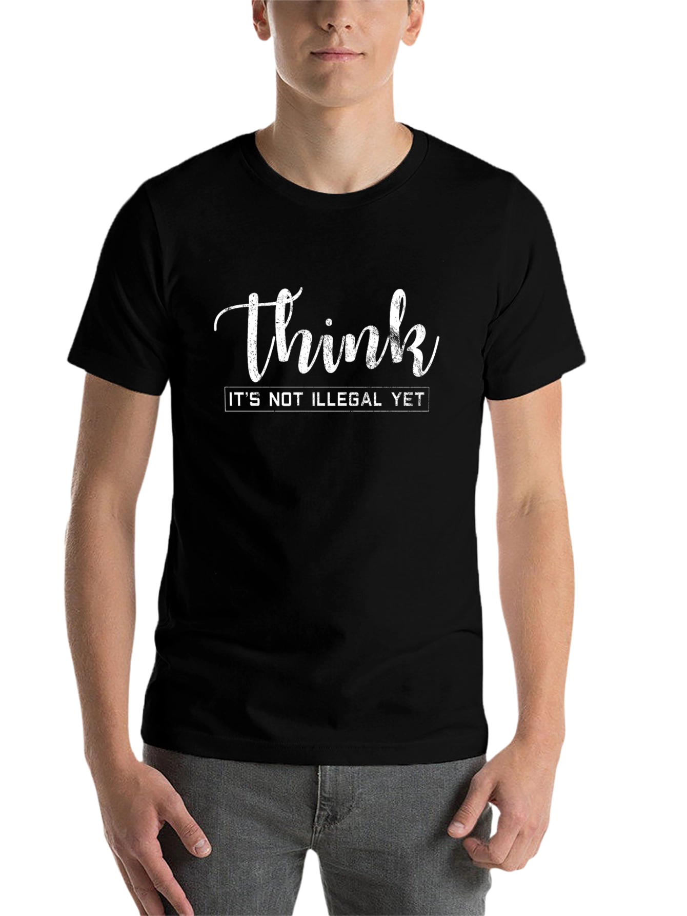Black Think It's Not Illegal Yet Graphic Tee view 7