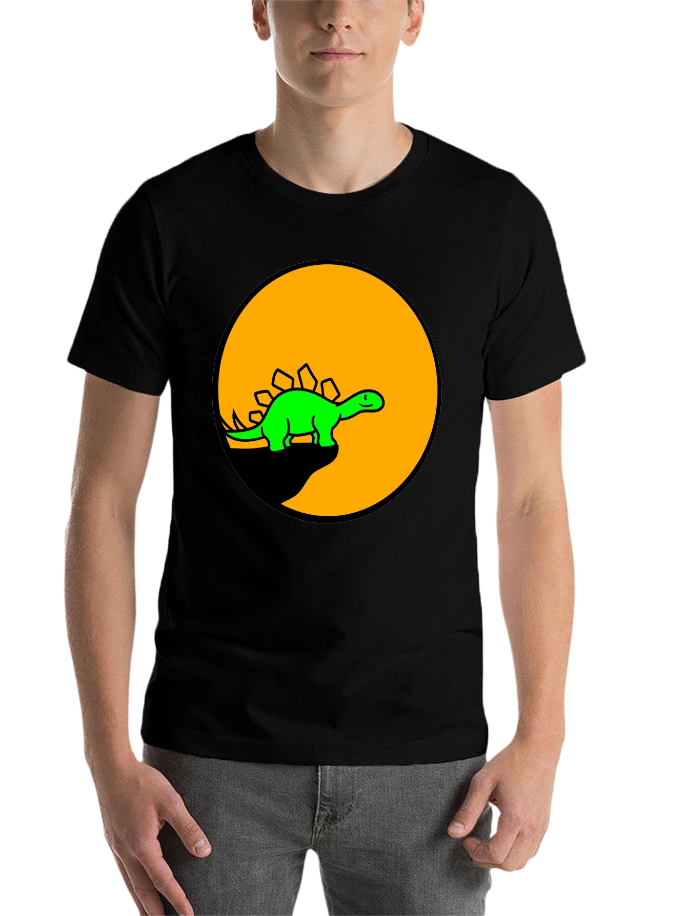 Black Dinosaur Graphic Tee - Black Cotton T-Shirt view 7