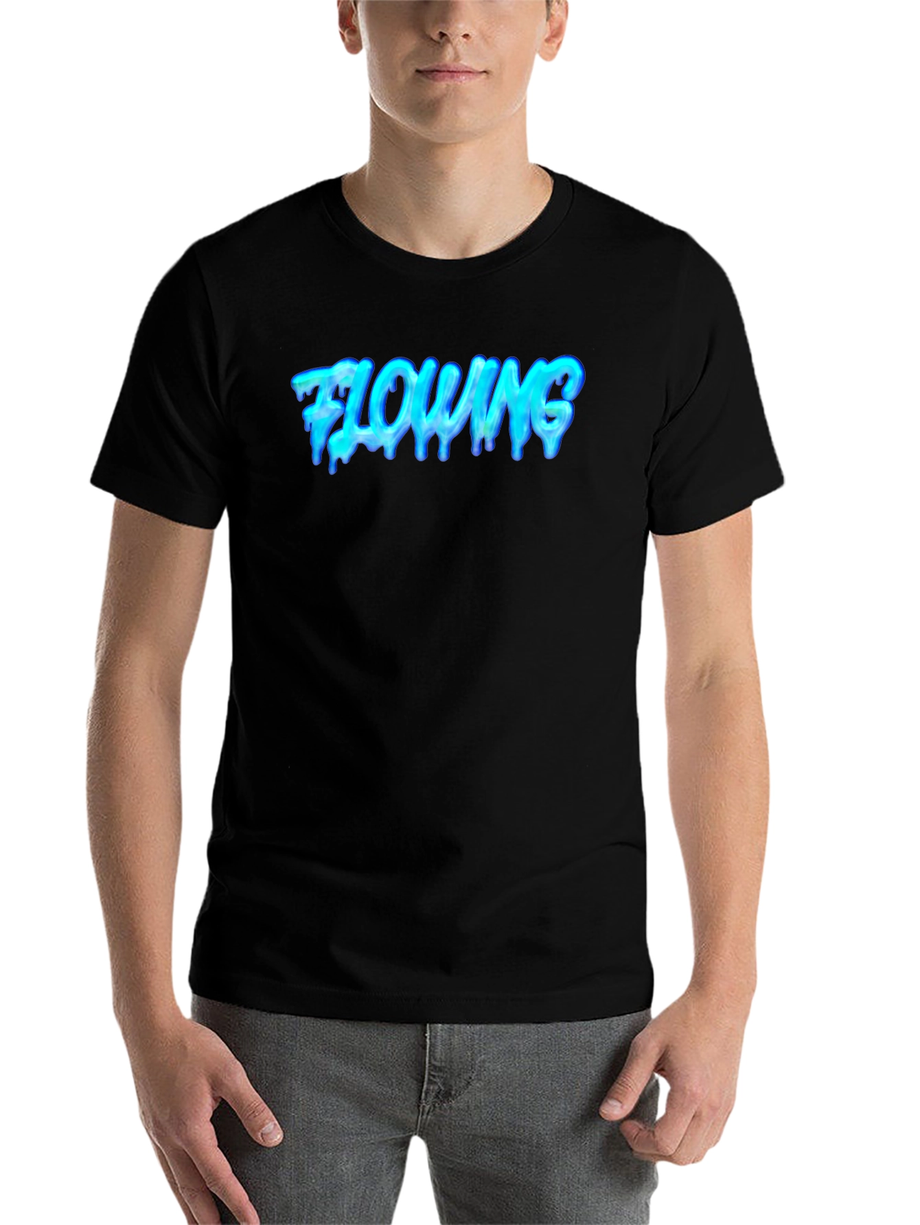 Black Flowing Graphic Tee - Cool Black T-Shirt view 7