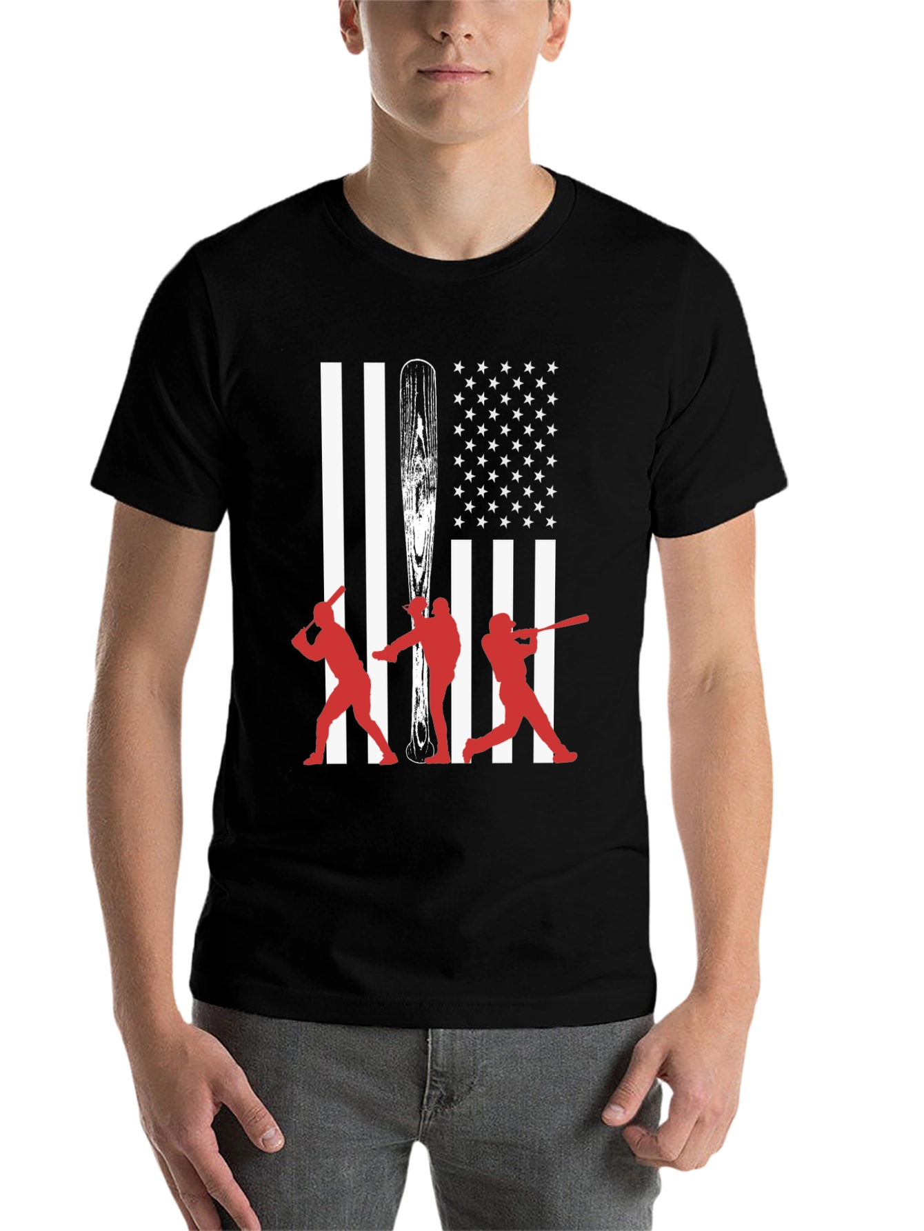 Black American Baseball T-Shirt view 7