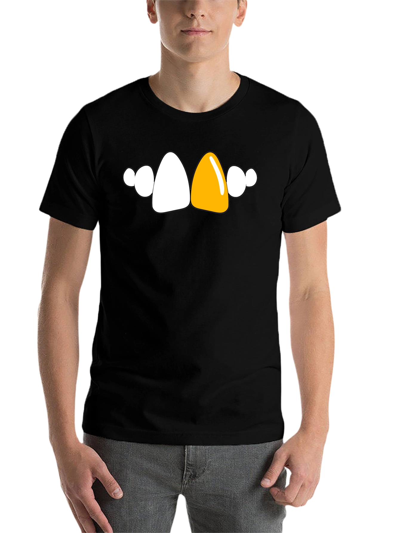 Black Funny Teeth T-Shirt - Unique Gold Tooth Design view 7
