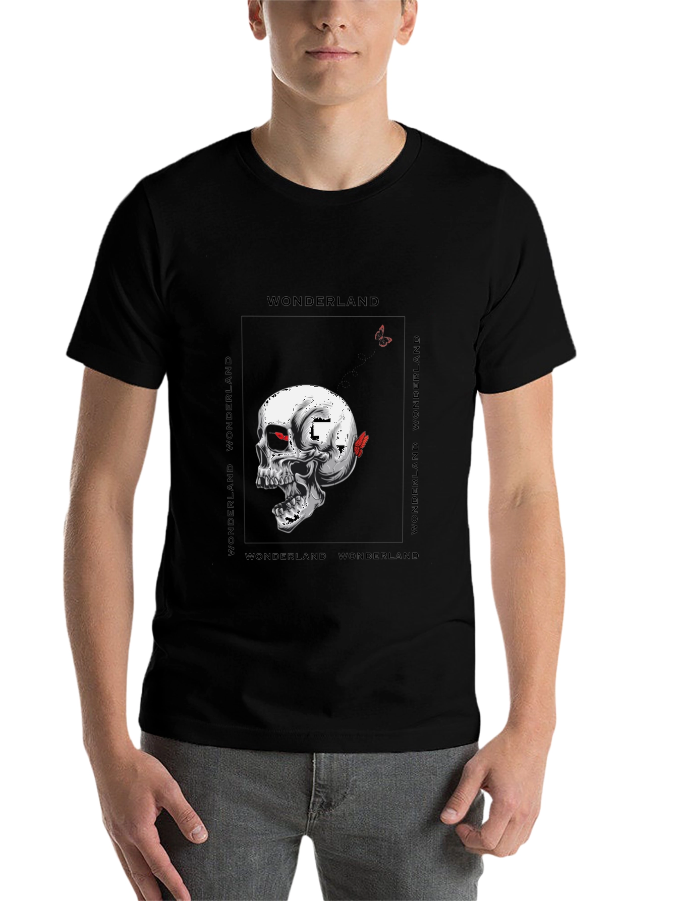 Black Skull Wonderland Graphic Tee - Black T-Shirt view 7