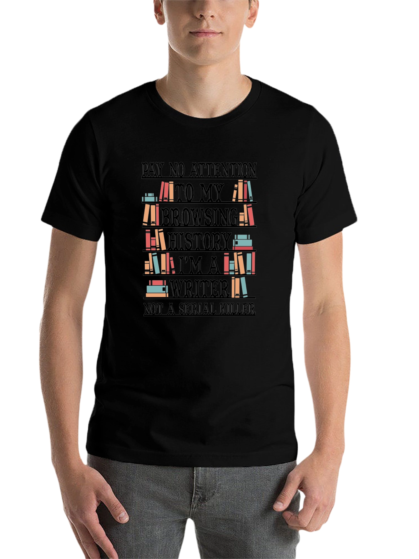 Black Writer Novelty T-Shirt - Browsing History Humor view 7