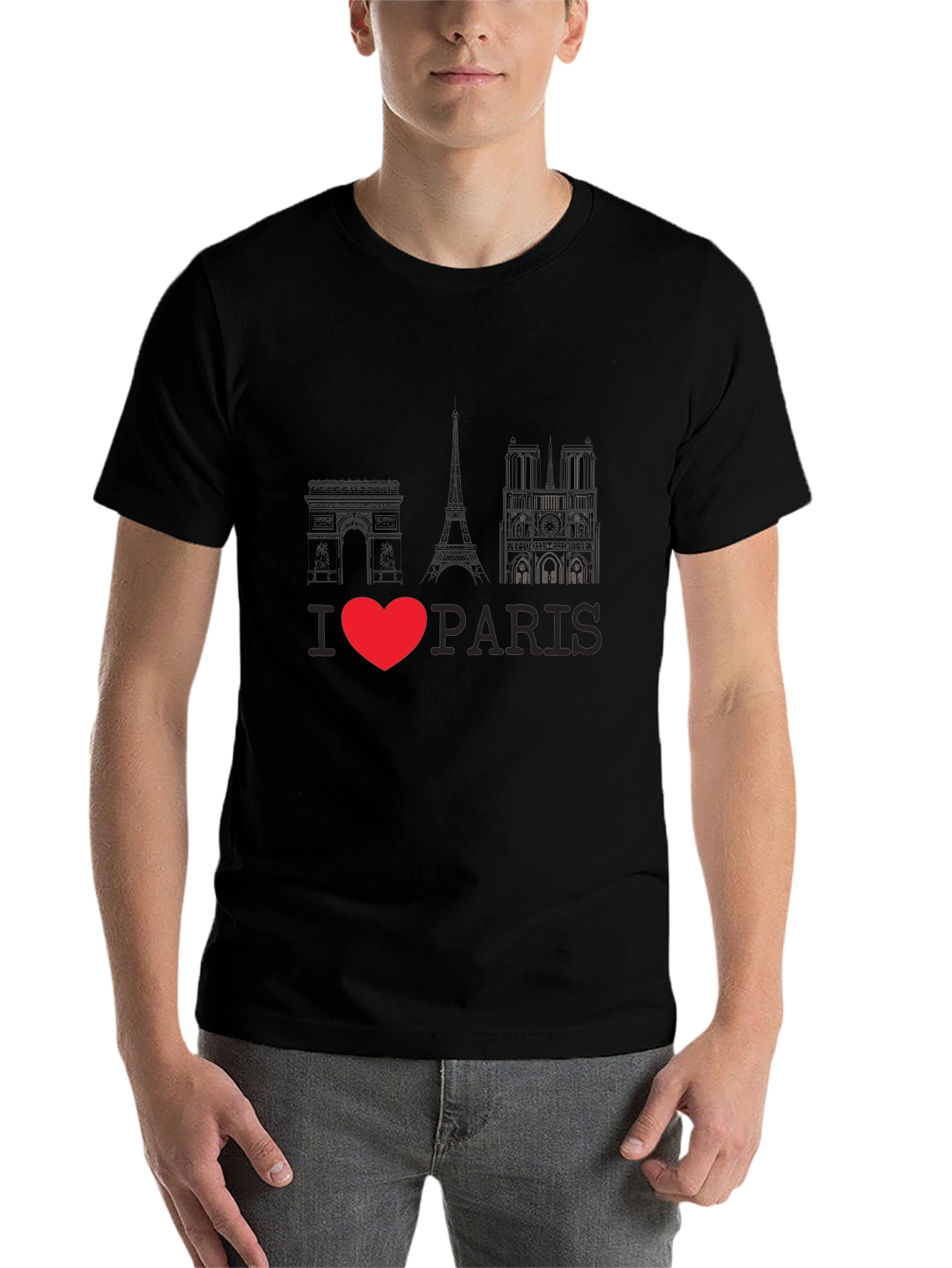 I Love Paris Black Graphic Tee - 7