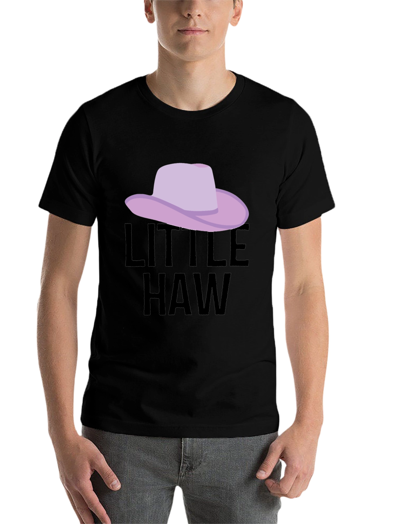 Black Little Haw T-Shirt - Novelty Cowboy Hat Tee view 7