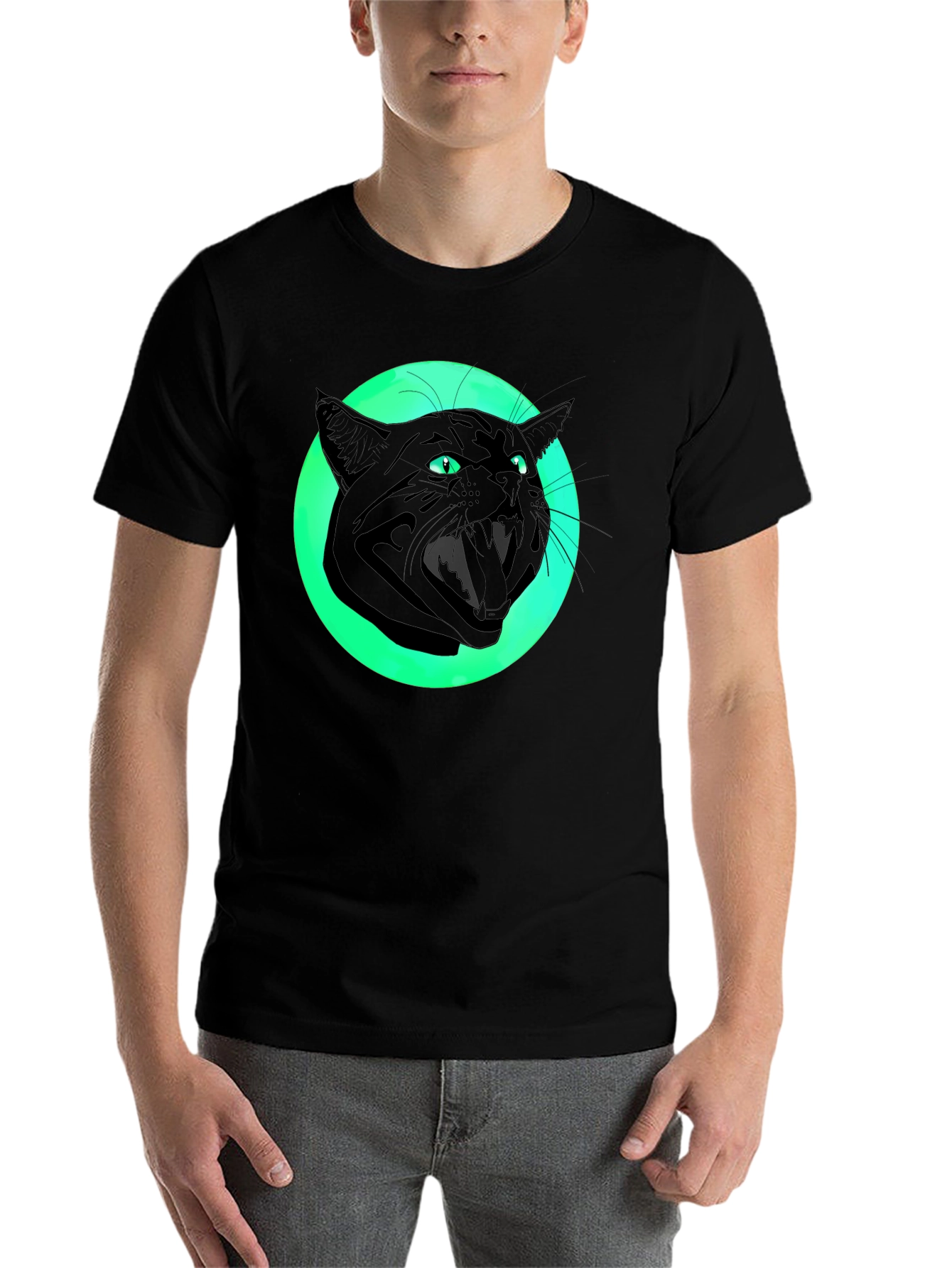 Black Black Cat Graphic Tee - Men's Short Sleeve T-Shirt view 7