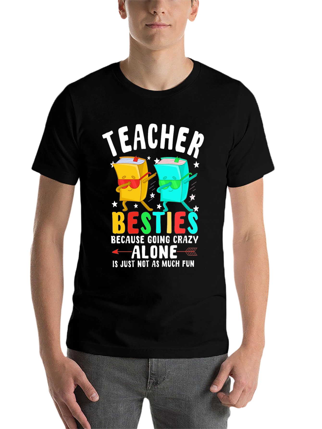 Black Teacher Besties T-Shirt Funny Teacher Gift view 7