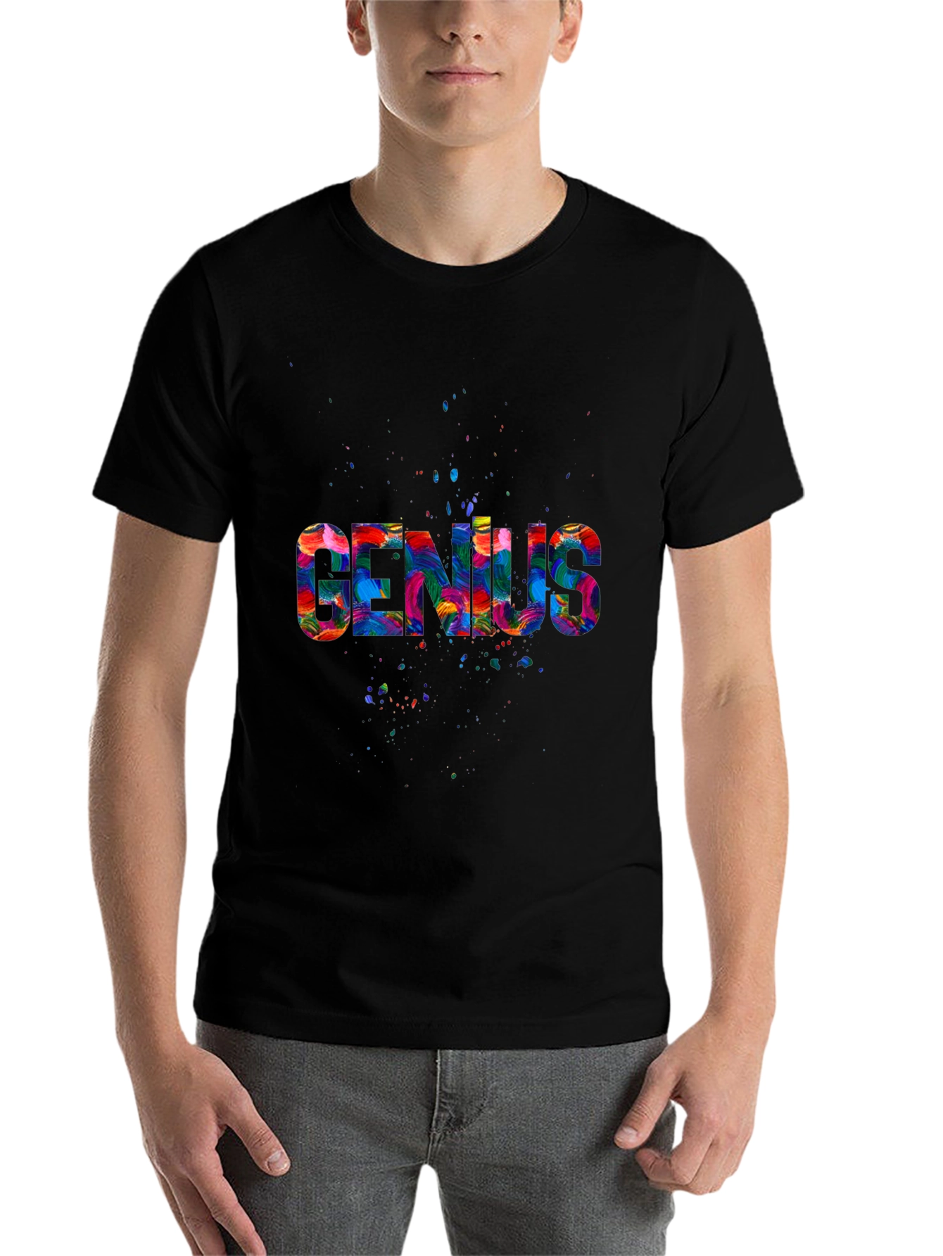 Black Colorful Genius Graphic Black Tee view 7
