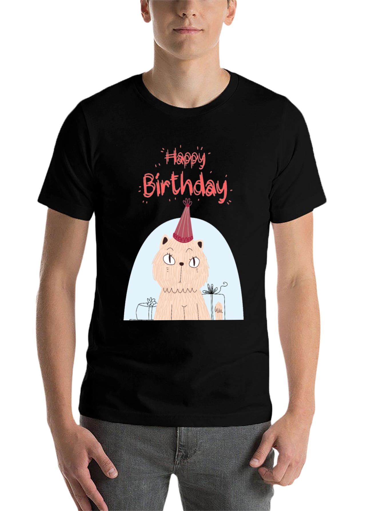 Black Birthday Cat T-Shirt - Fun Party Tee view 7