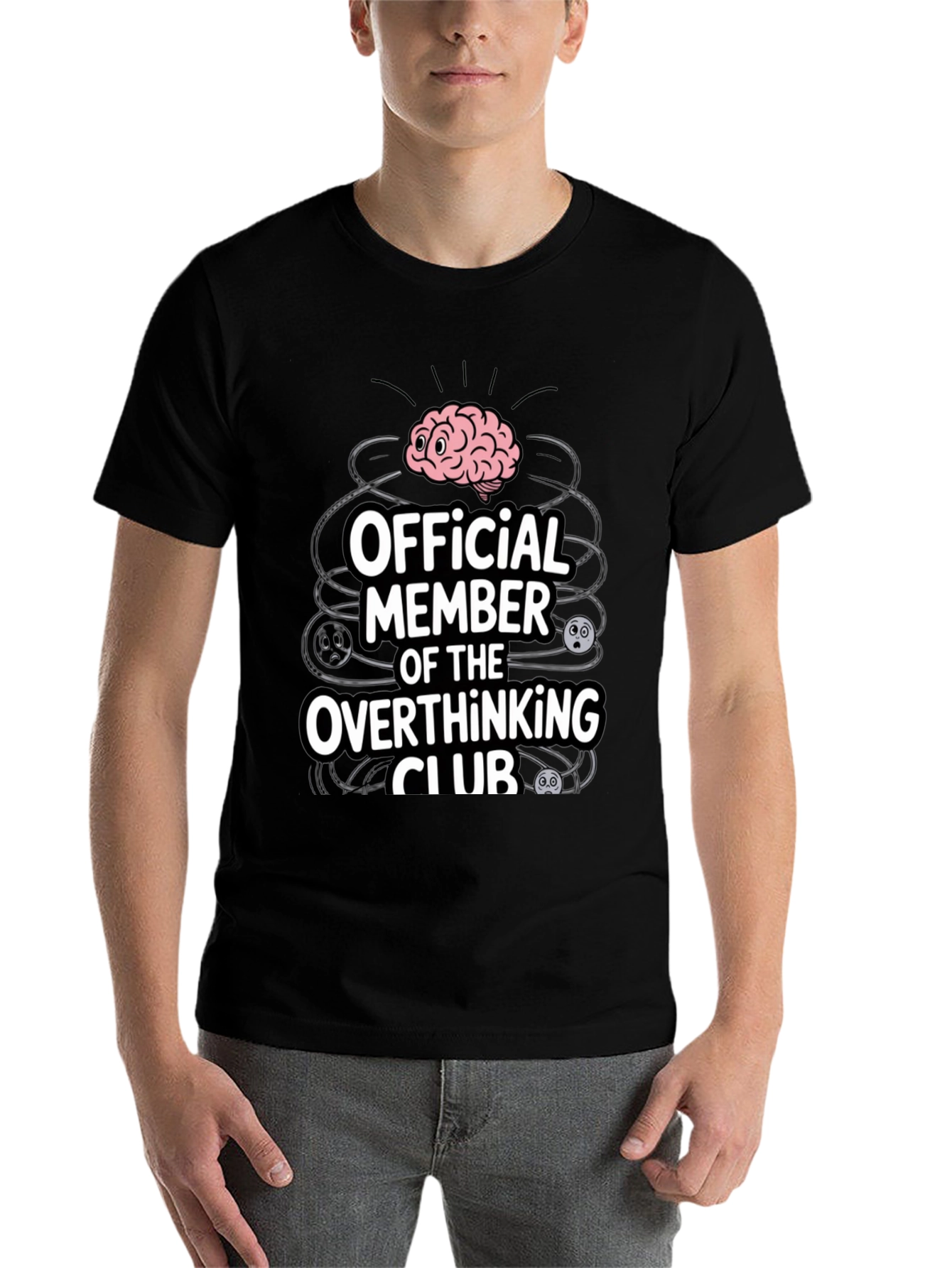 Black Overthinking Club T-Shirt - Funny Mental Health Tee view 7