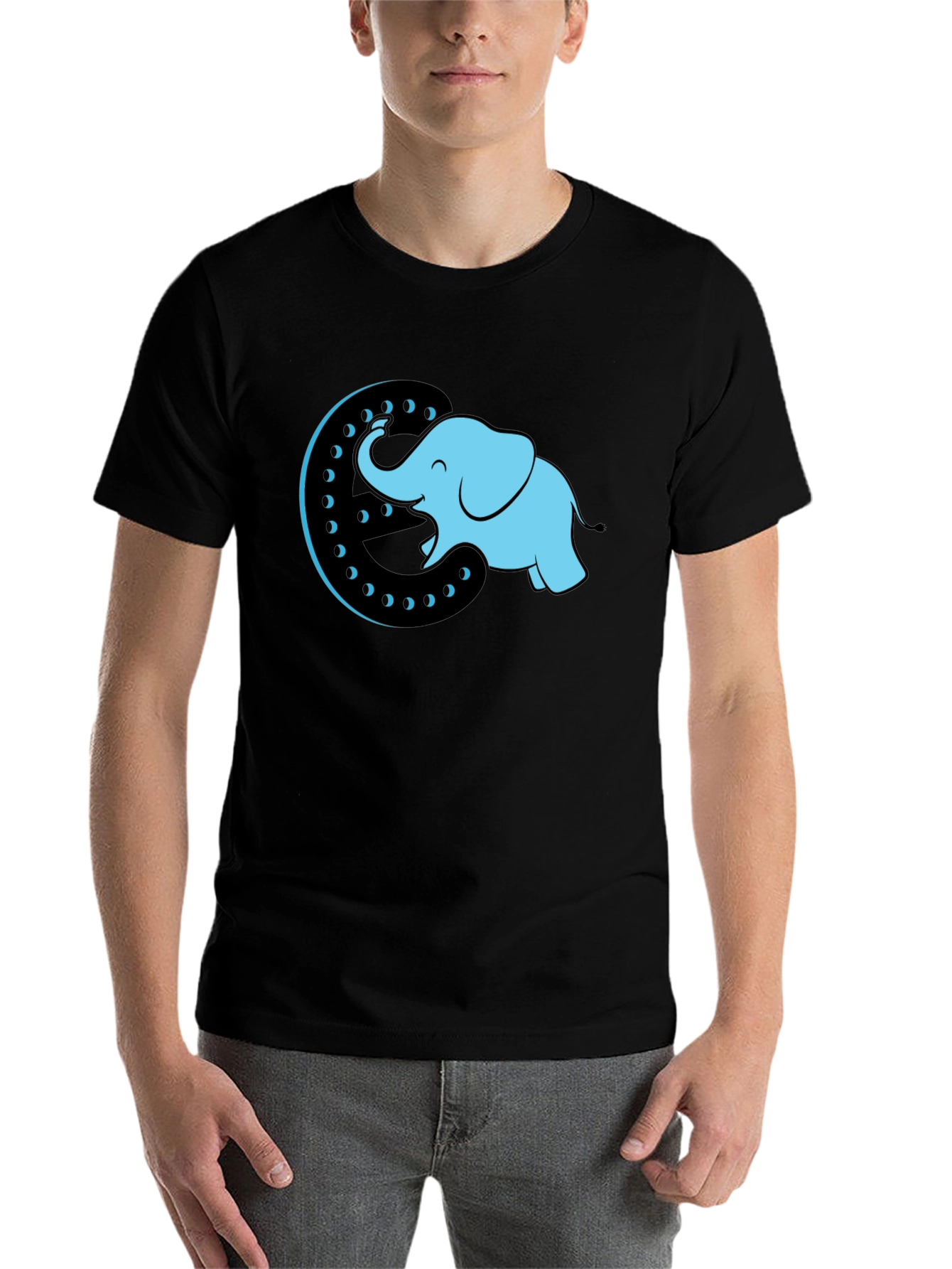 Black Elephant Moon Graphic Tee - Black Cotton T-Shirt view 7