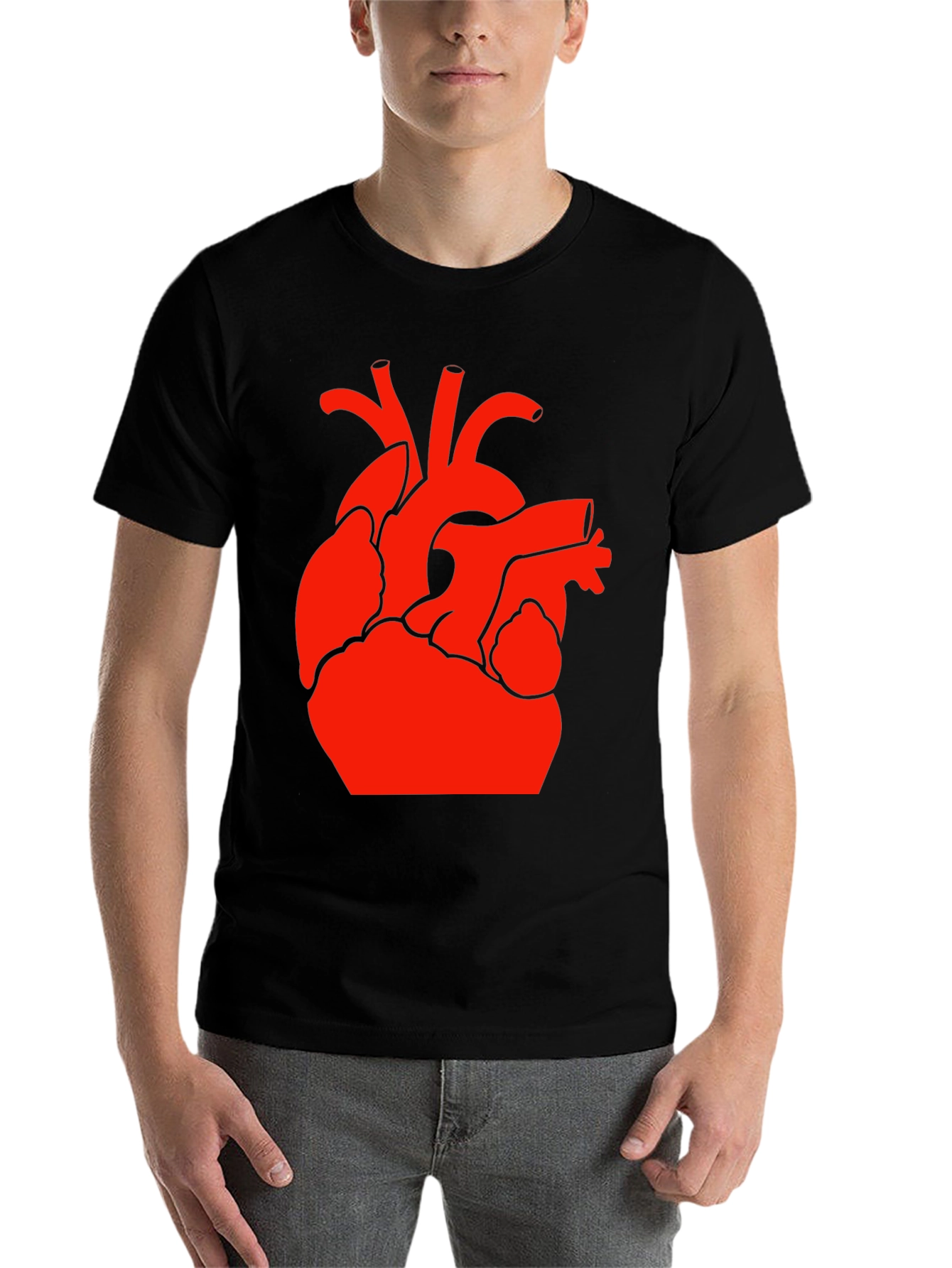 Black Red Heart Graphic Black T-Shirt view 7