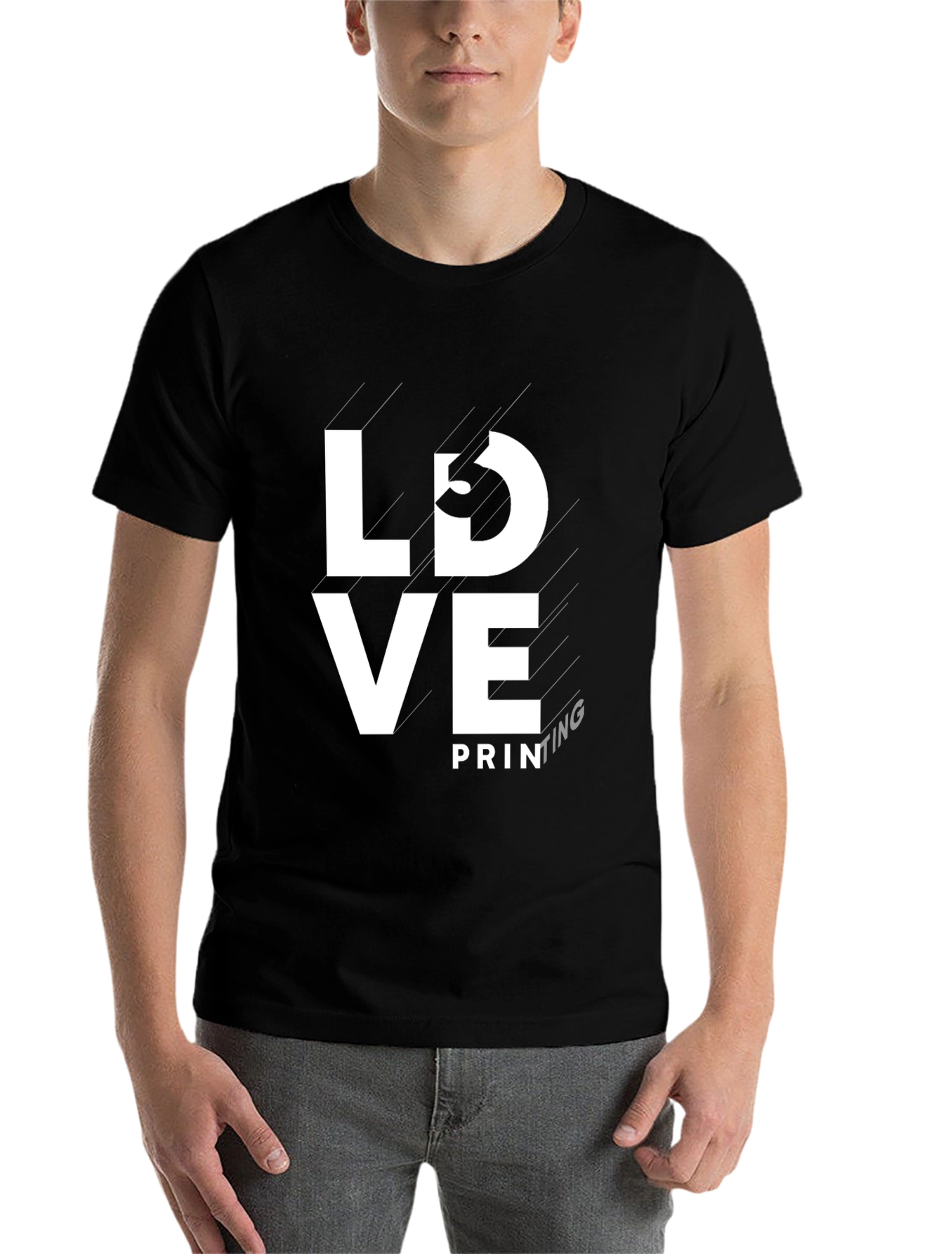 Black Love Printing Black Tee - Stylish Graphic T-Shirt view 7