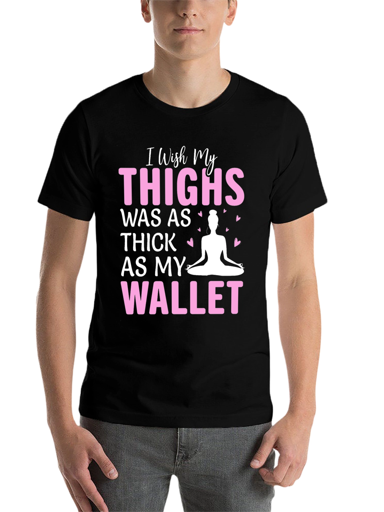 Black Funny Yoga Thighs Wallet Black T-Shirt view 7