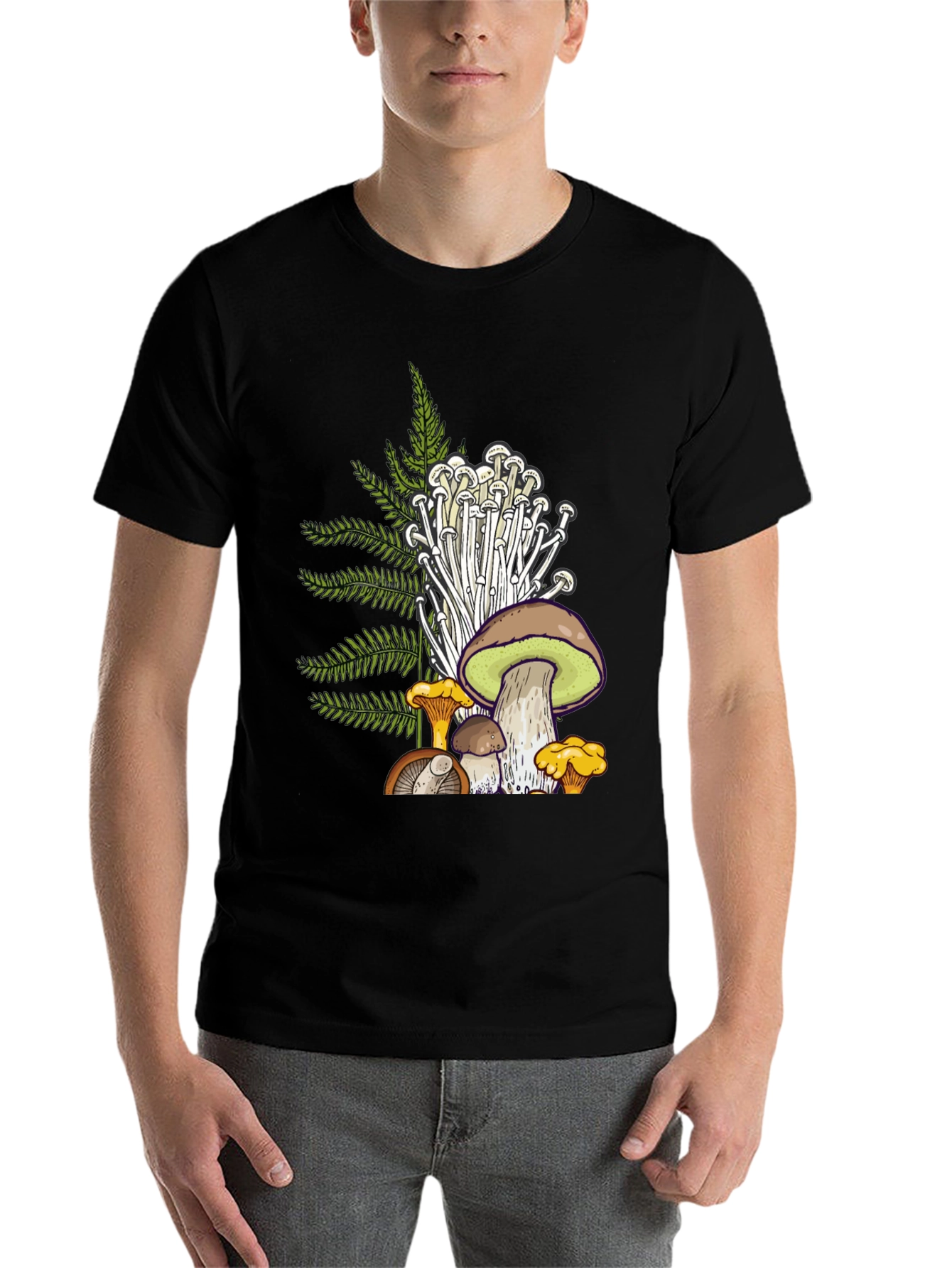 Black Mushroom Graphic T-Shirt - Nature Inspired Tee view 7