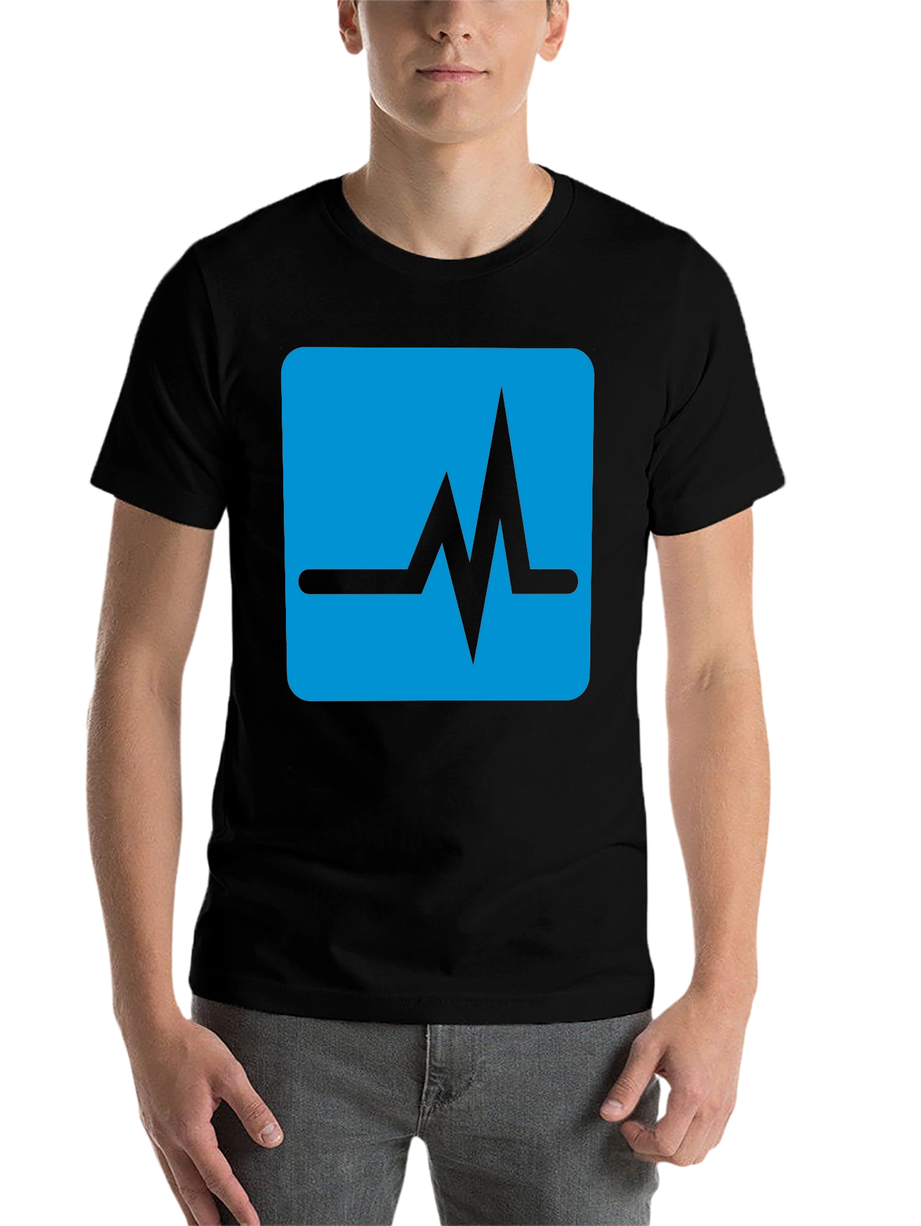 Black Heartbeat Graphic T-Shirt - Black Crew Neck Tee view 7