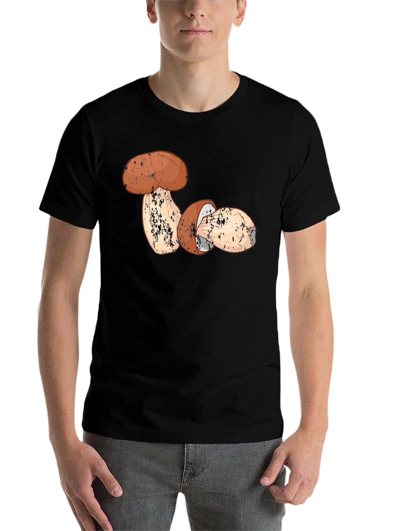 Black Mushroom Graphic T-Shirt - Nature Lover's Tee view 7