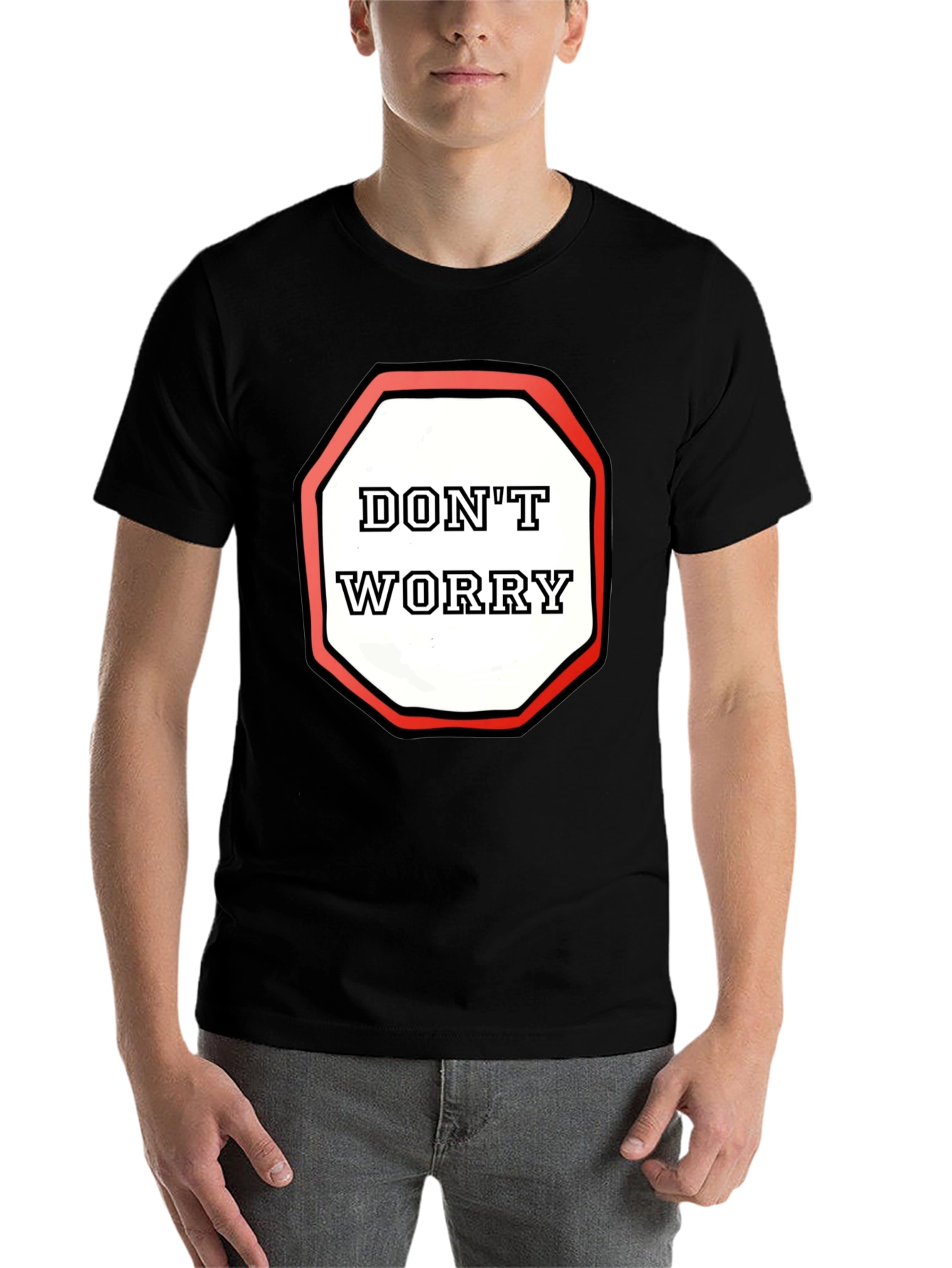 Black Don't Worry Graphic Tee - Black Cotton Comfort view 7