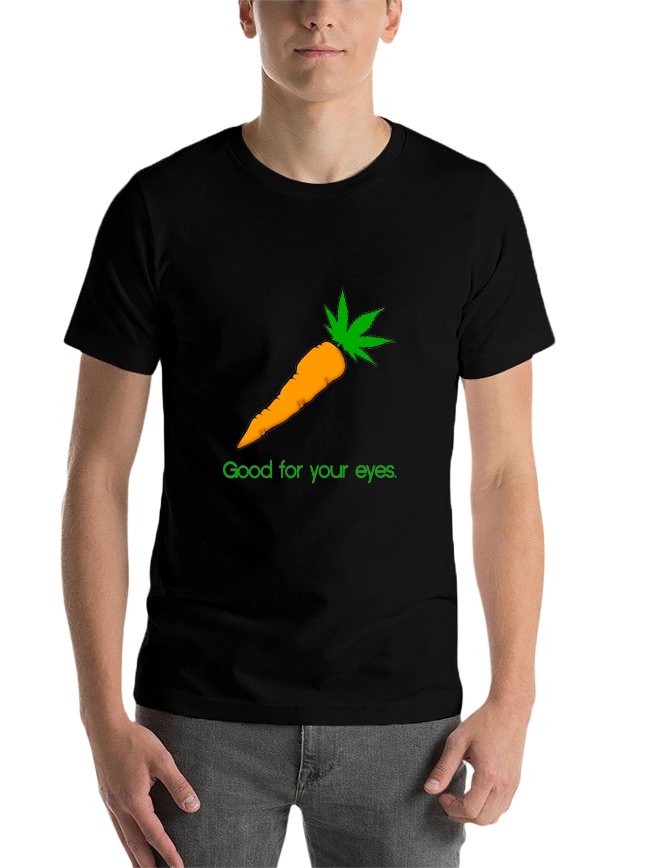 Black Funny Carrot Weed T-Shirt - Good for Your Eyes! view 7