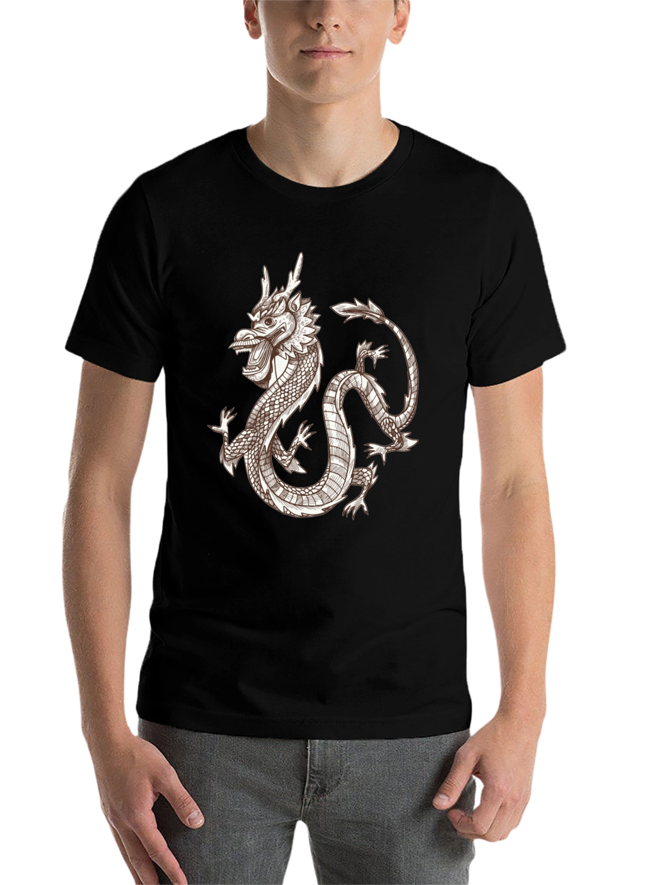 Black Dragon Graphic Tee - Black Crew Neck Short Sleeve Shirt view 7