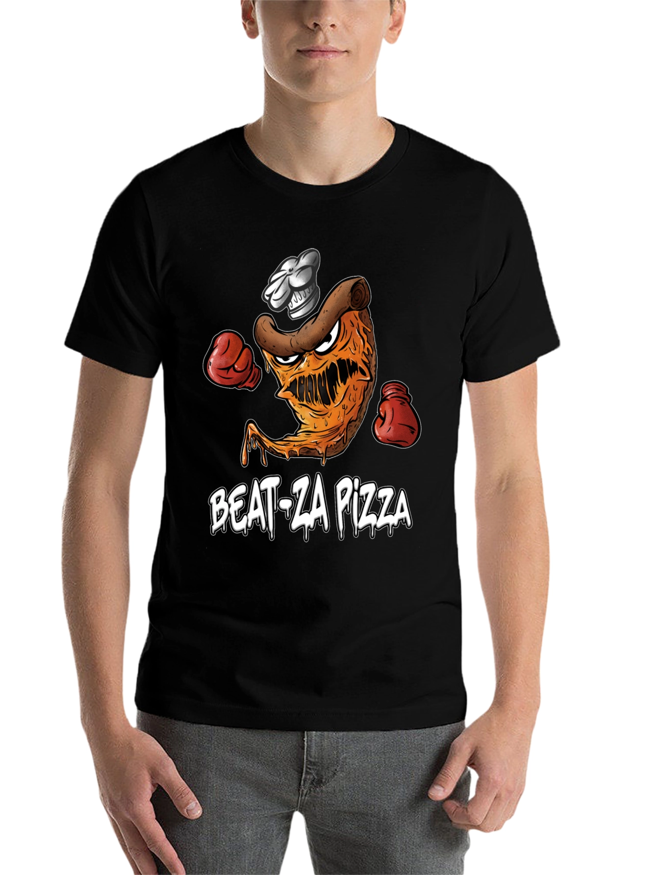 Black Beat-Za Pizza Graphic T-Shirt view 7