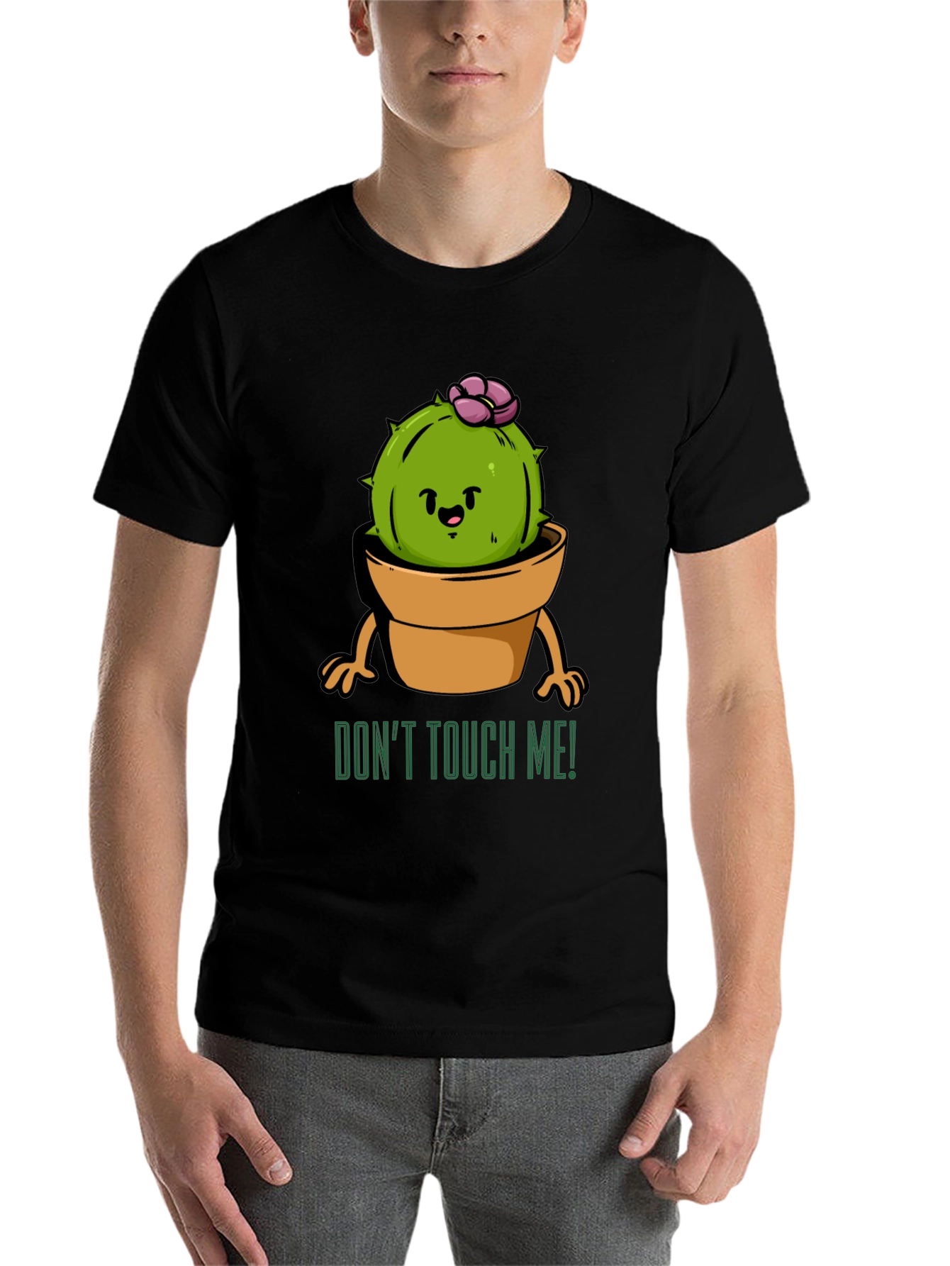 Black Cute Cactus Graphic Tee - Don't Touch Me! view 7