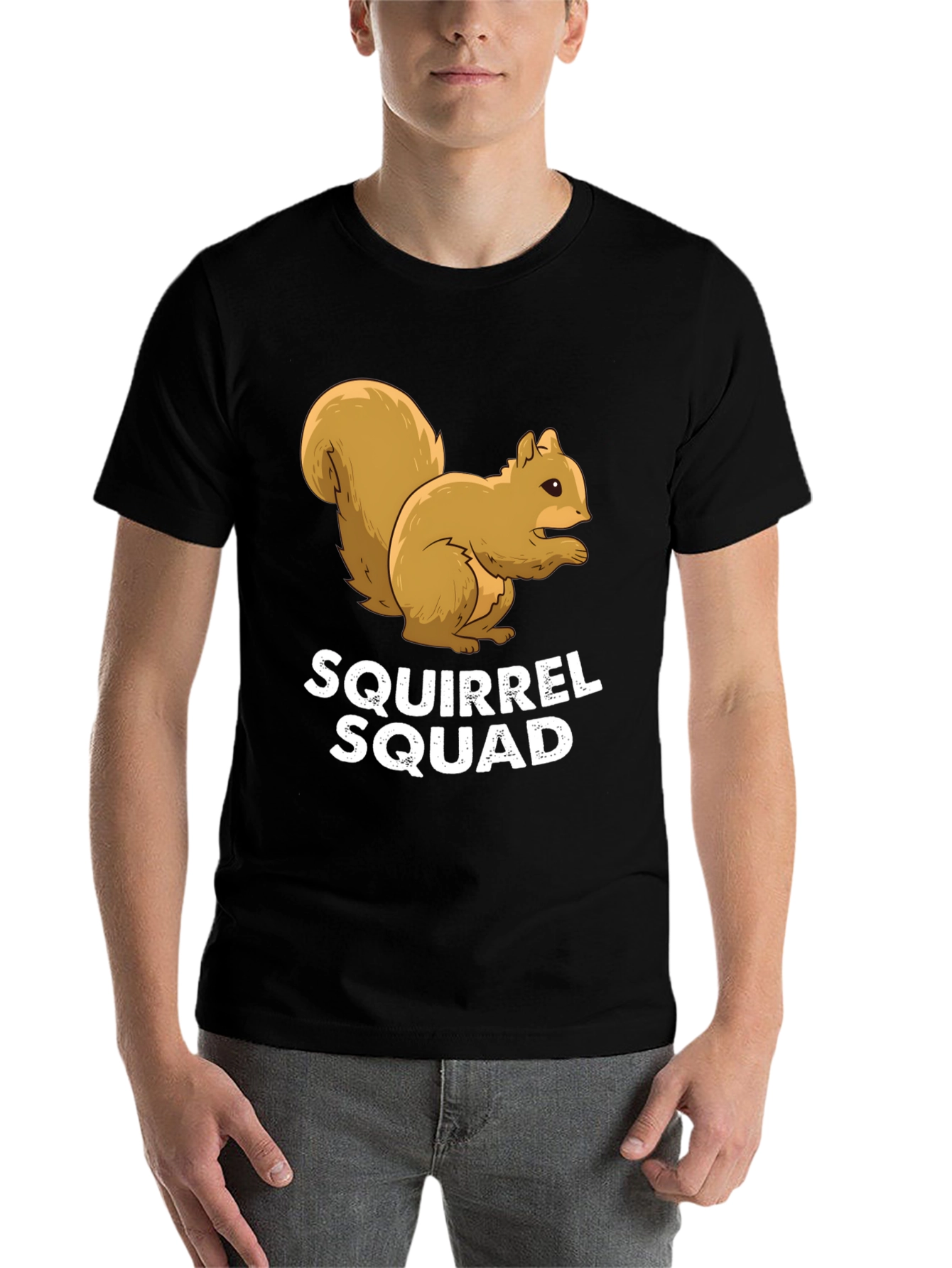 Black Squirrel Squad Graphic Tee - Black Crew Neck Shirt view 7