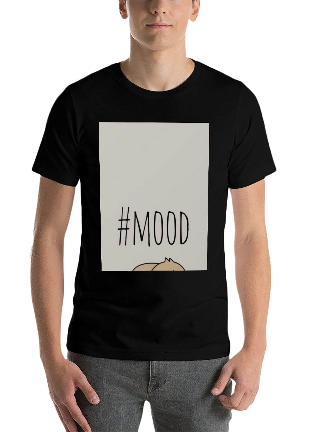 Black #MOOD Graphic Tee - Relaxed Fit, Black Cotton Blend view 7