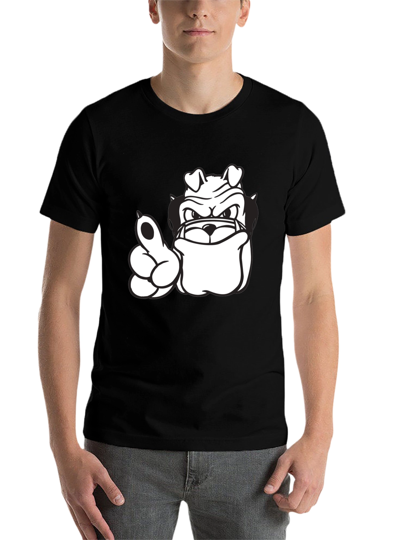 Black Bulldog Graphic Tee - Black Cotton T-Shirt view 7