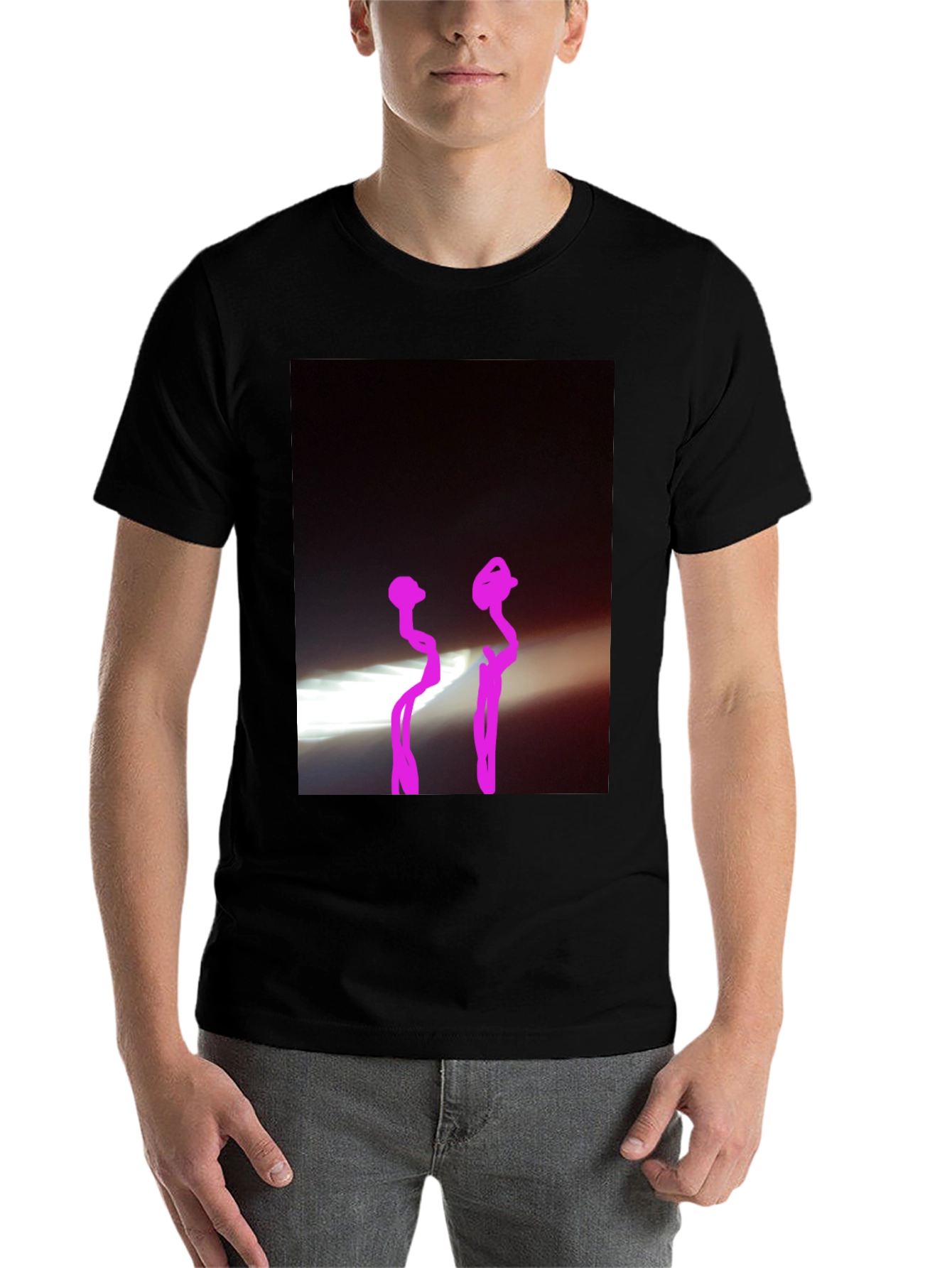 Black Black Graphic Tee with Abstract Design view 7