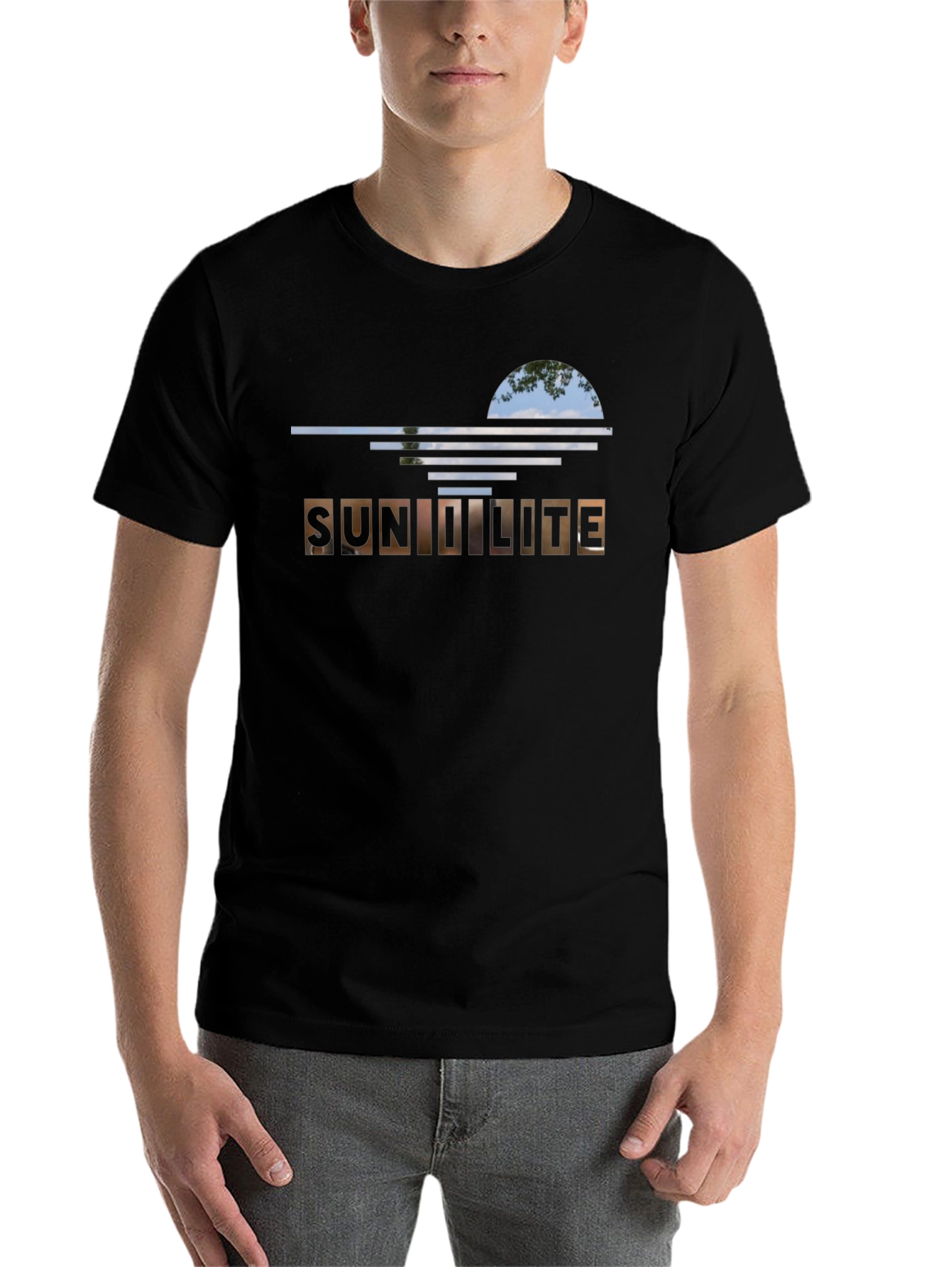 Black Sunlit Design Black T-Shirt view 7