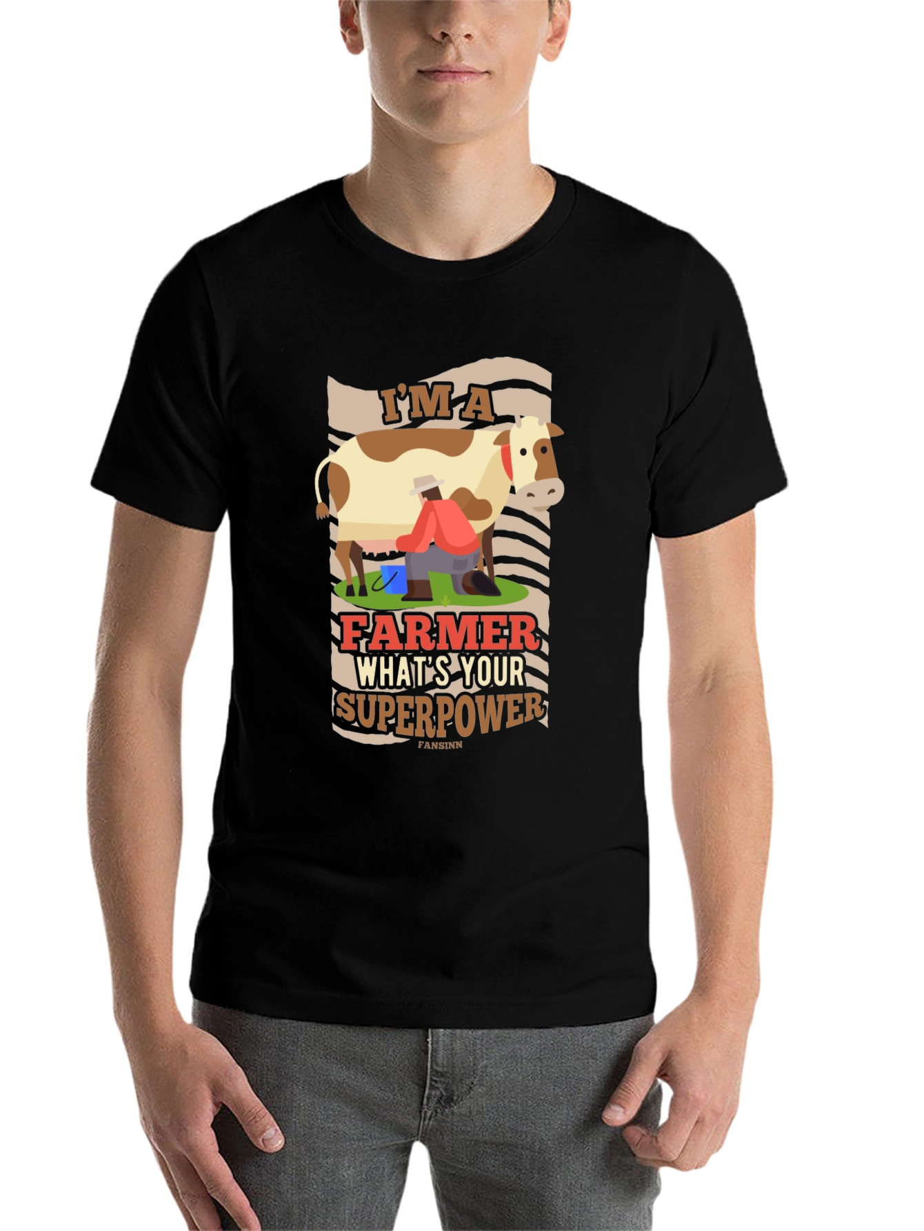Black I'm A Farmer What's Your Superpower T-Shirt view 7