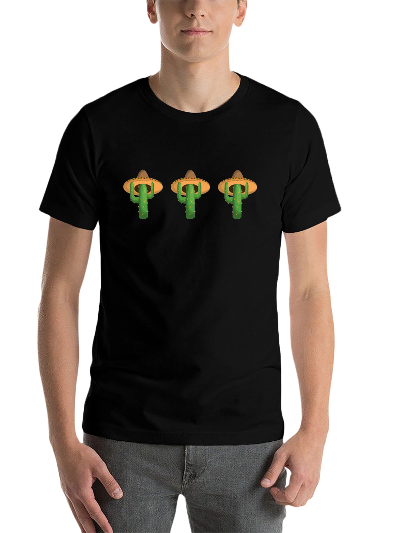 Black Cactus Sombrero T-Shirt - Quirky Graphic Tee view 7