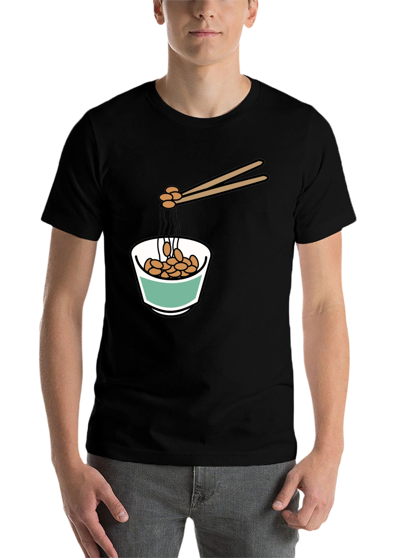 Black Natto Bowl Graphic Tee - Funny Foodie Shirt view 7
