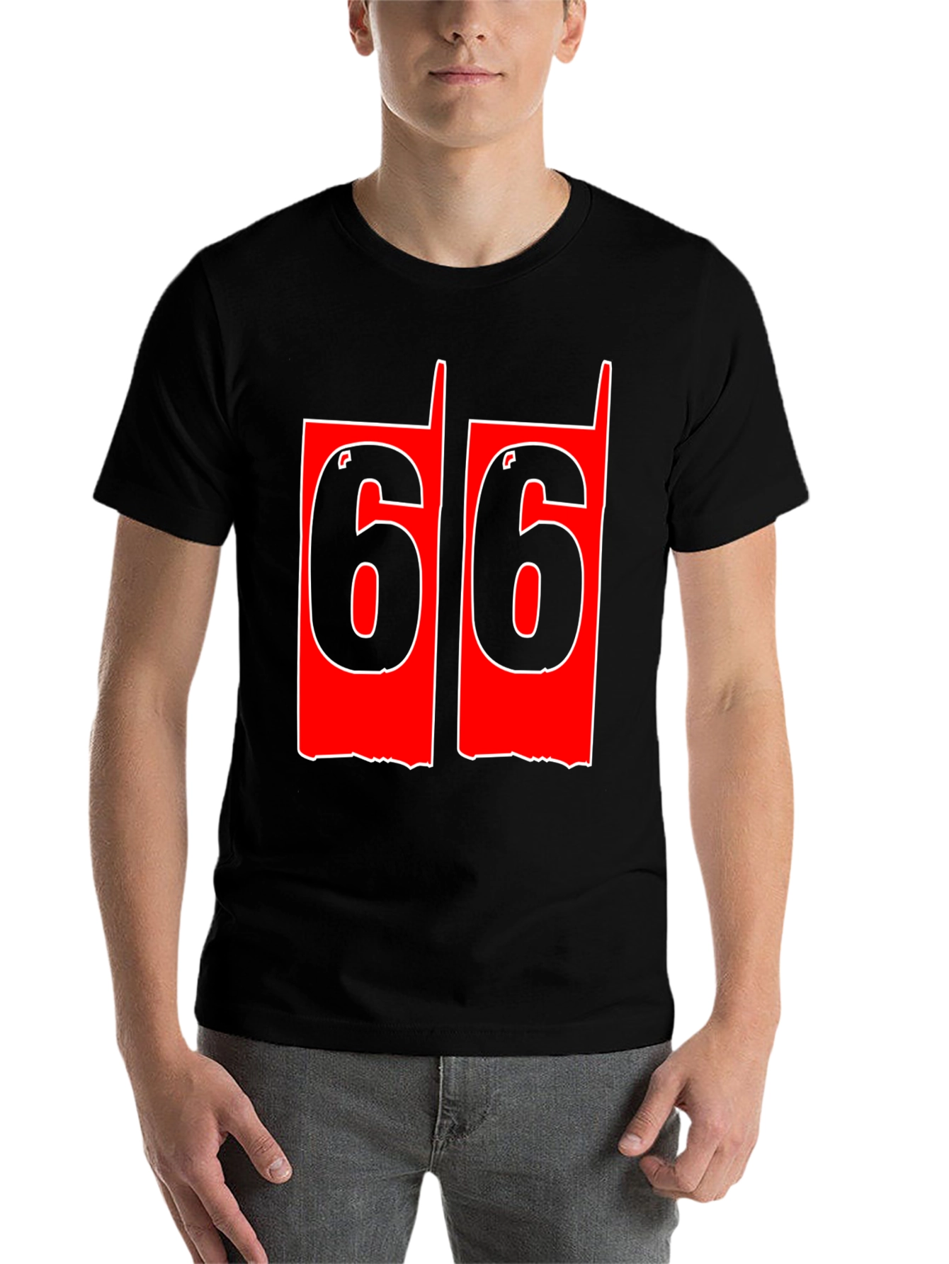 Black Men's 66 Graphic Tee - Bold Number Print view 7