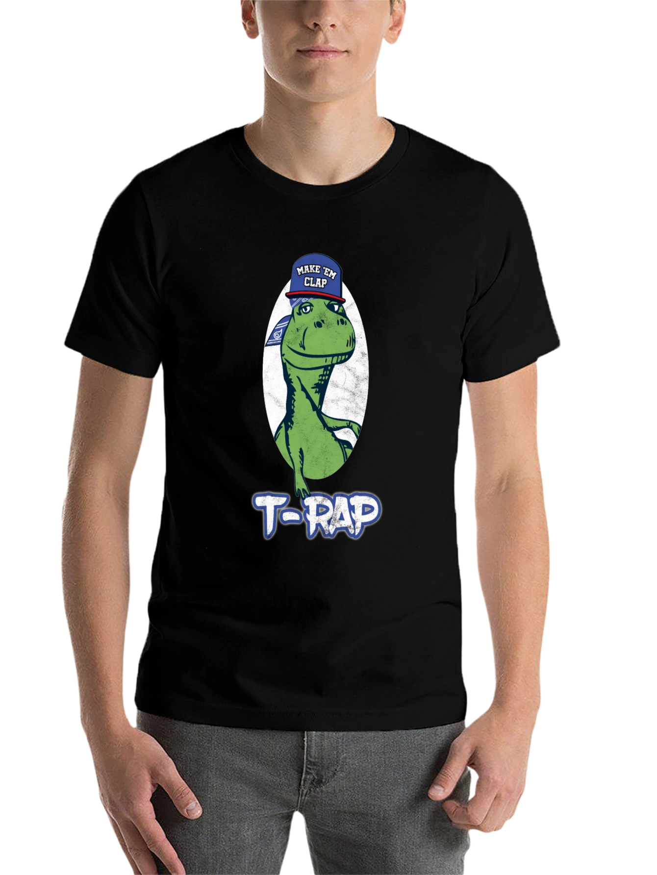 Black T-RAP Dinosaur Graphic Tee - Make 'em Clap view 7
