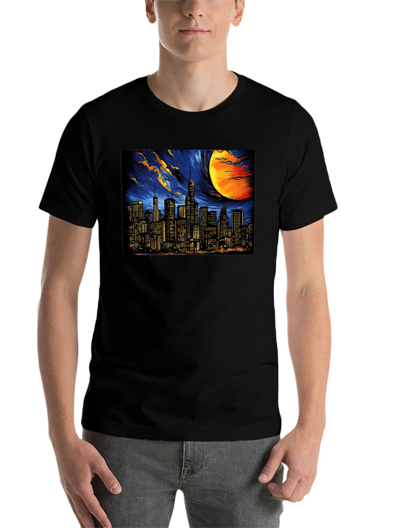 Black Cityscape Graphic Tee - Dark Sky Edition view 7
