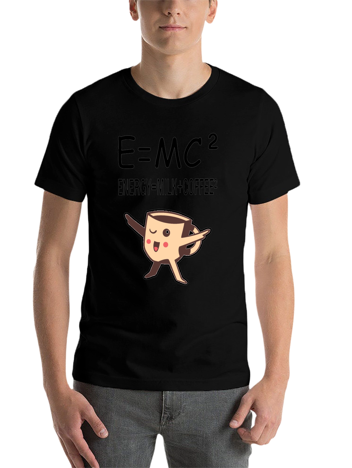Black E=MC2 Coffee T-Shirt, Funny Science Tee view 7