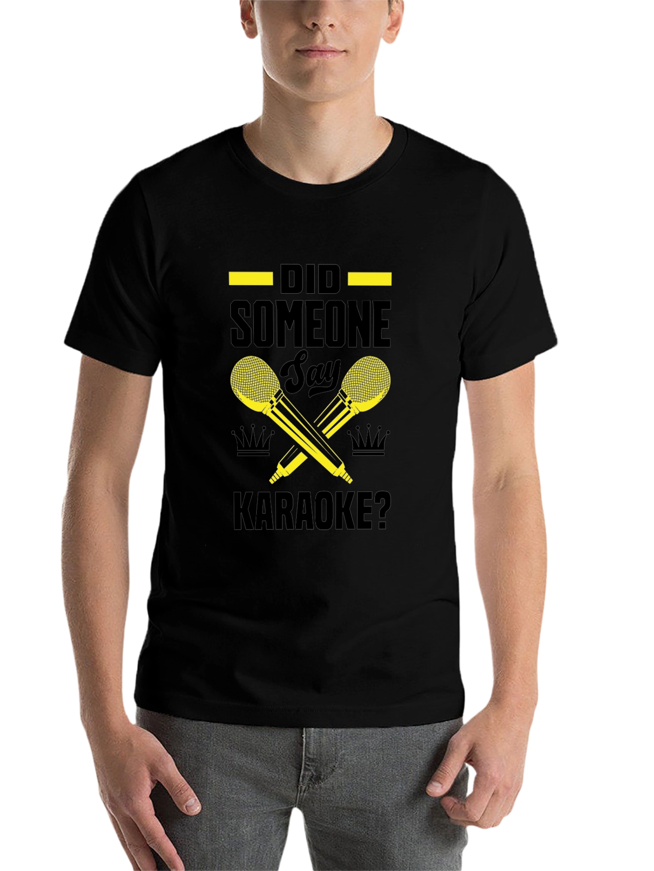 Black Karaoke Microphone Graphic Tee view 7