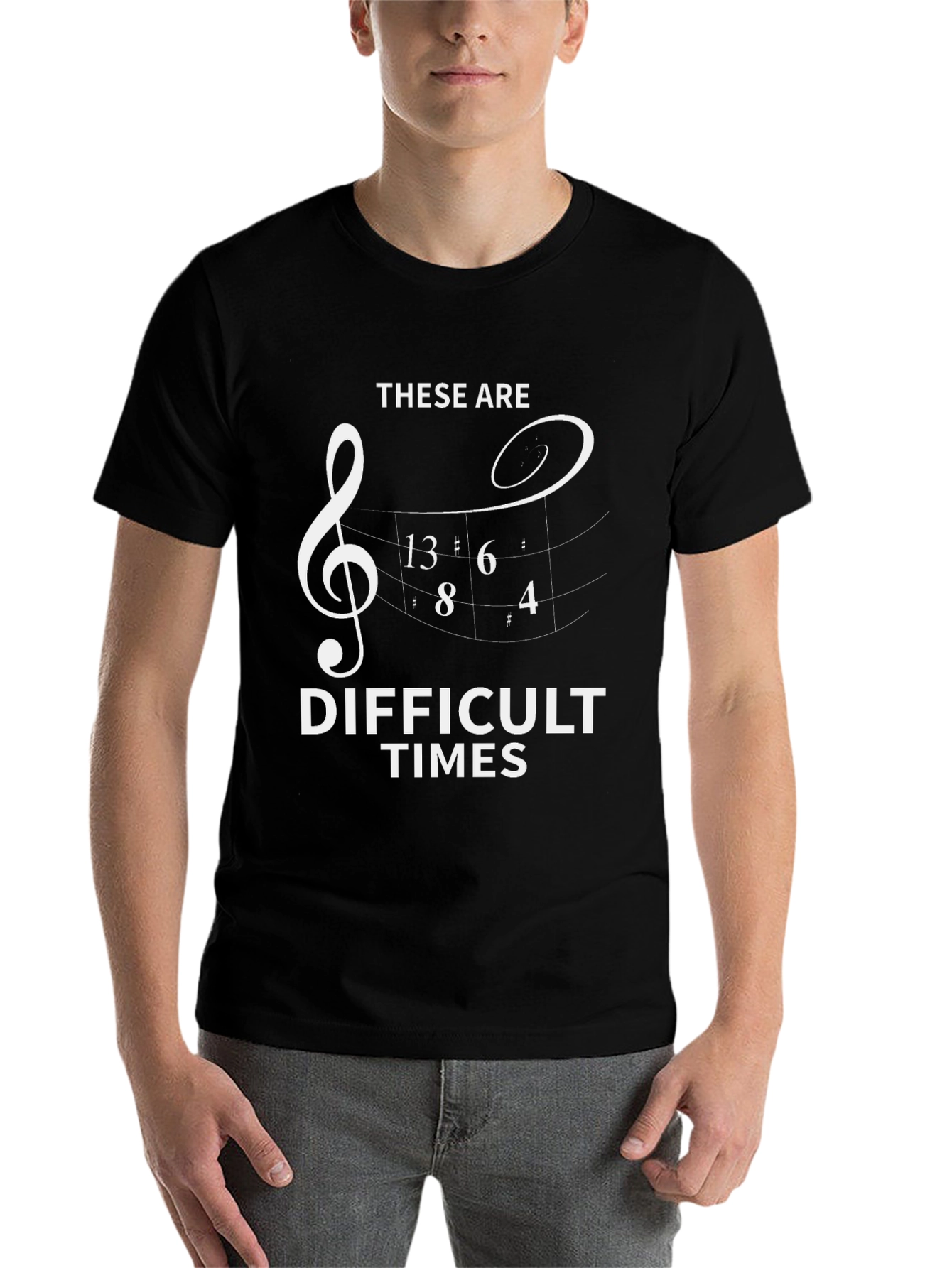Black Difficult Times Music T-Shirt view 7