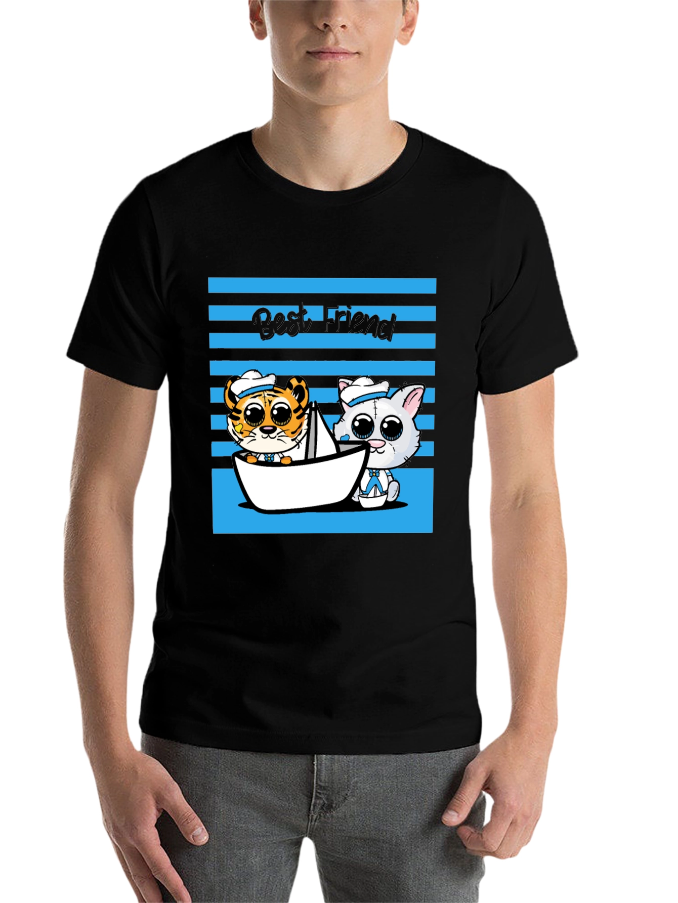 Black Best Friend Cartoon Graphic Tee view 7