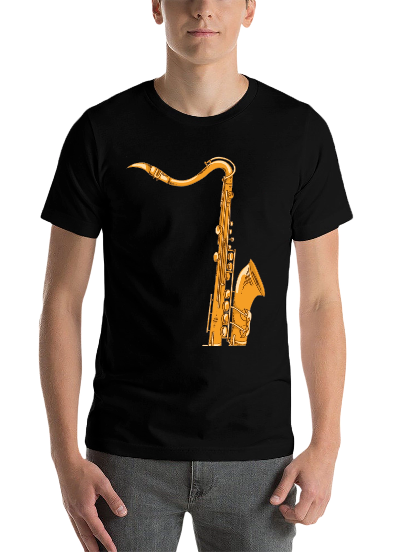Black Saxophone Graphic Tee - Music Lover Shirt view 7