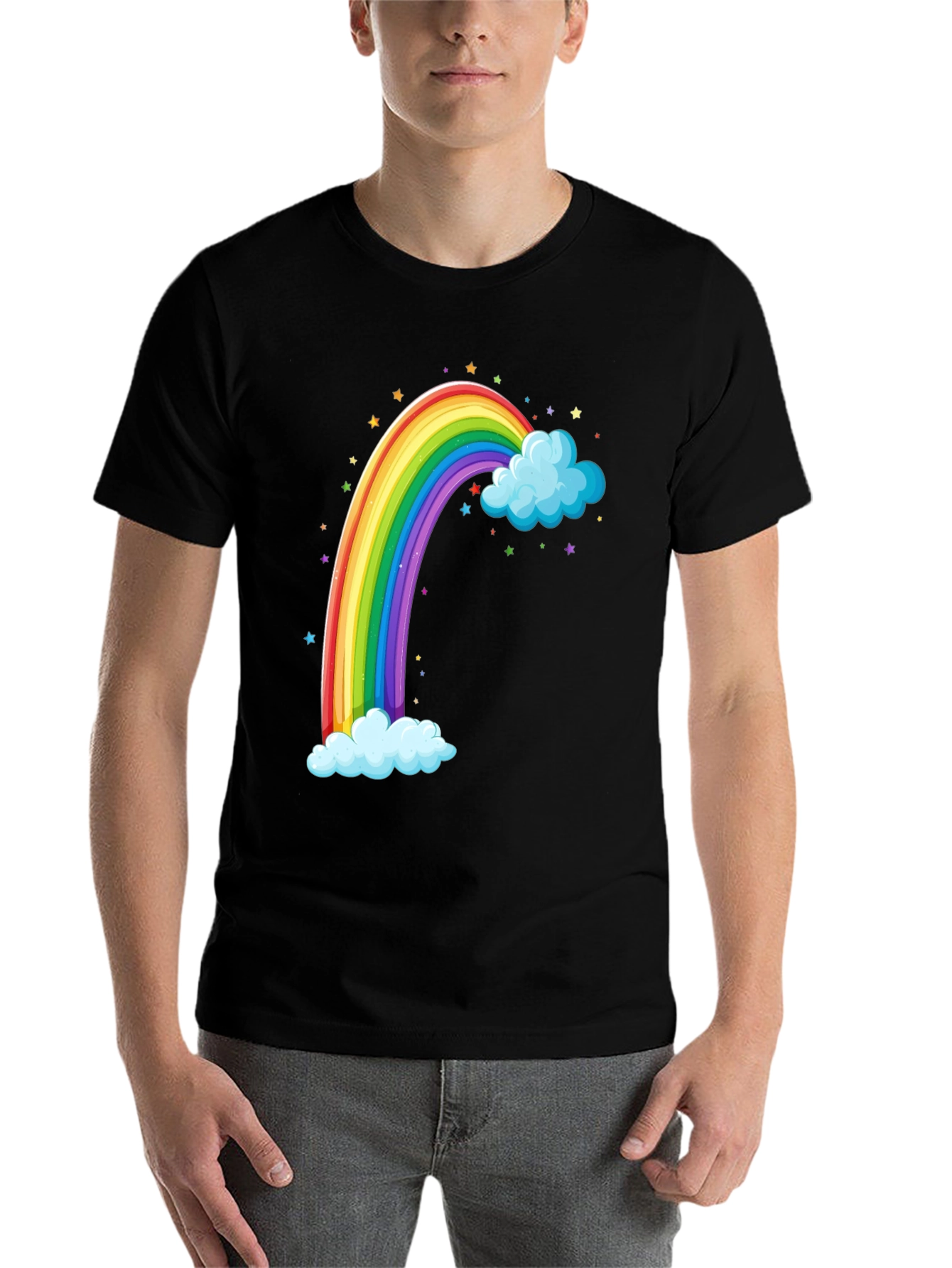 Black Rainbow & Cloud Graphic T-Shirt view 7
