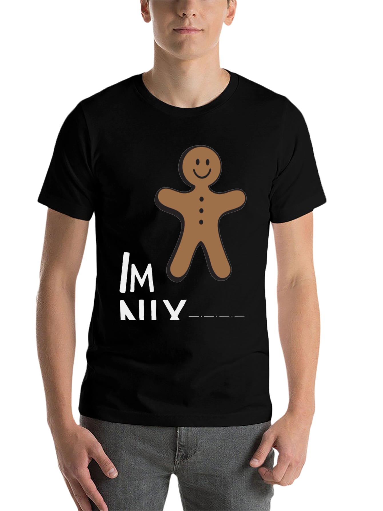Black Gingerbread Man Funny Graphic T-Shirt view 7