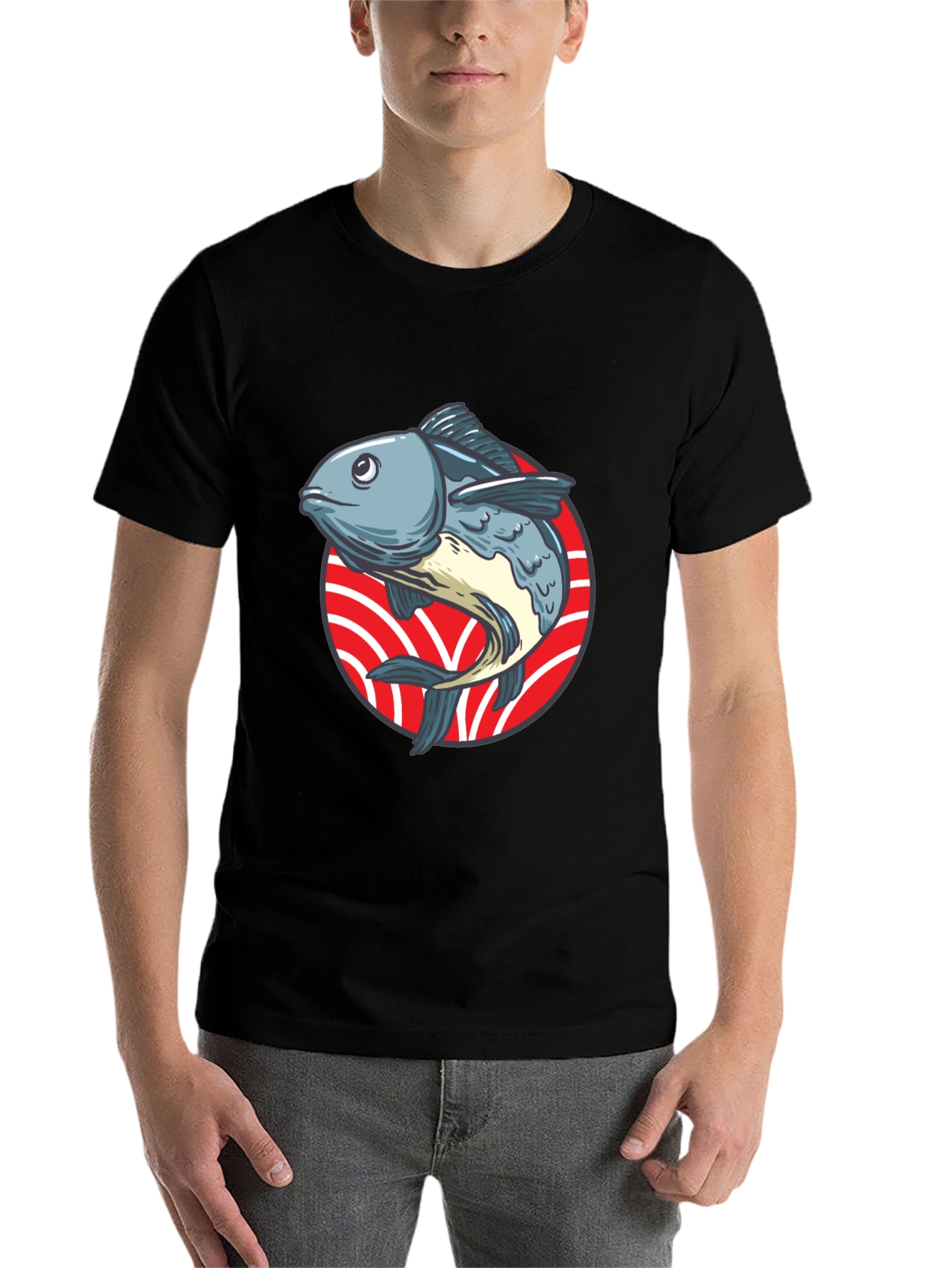Black Fish Graphic T-Shirt - Unique Design view 7