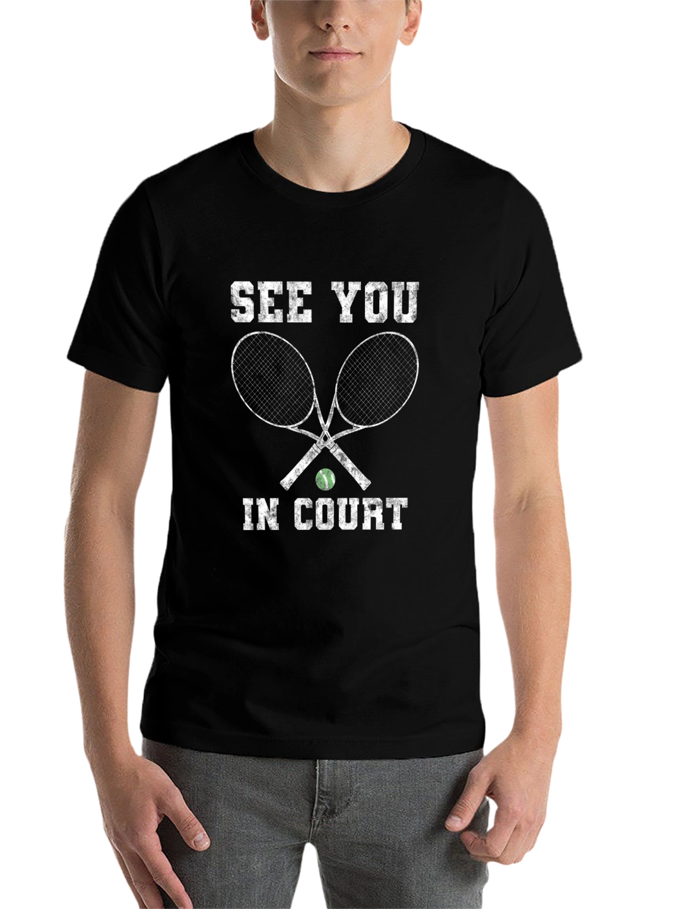 Black Tennis Court T-Shirt - See You In Court! view 7