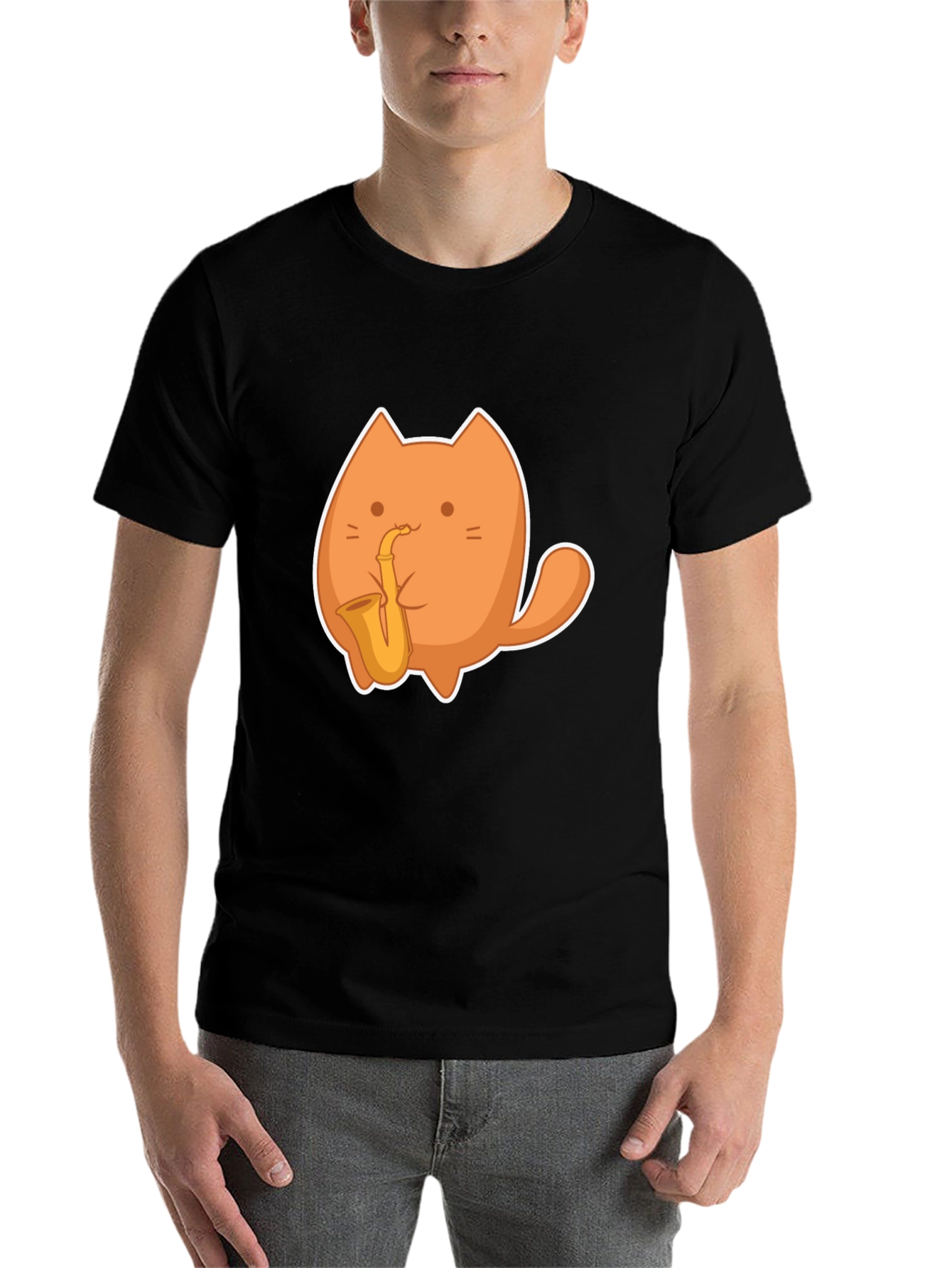 Black Cat Saxophone Graphic T-Shirt view 7